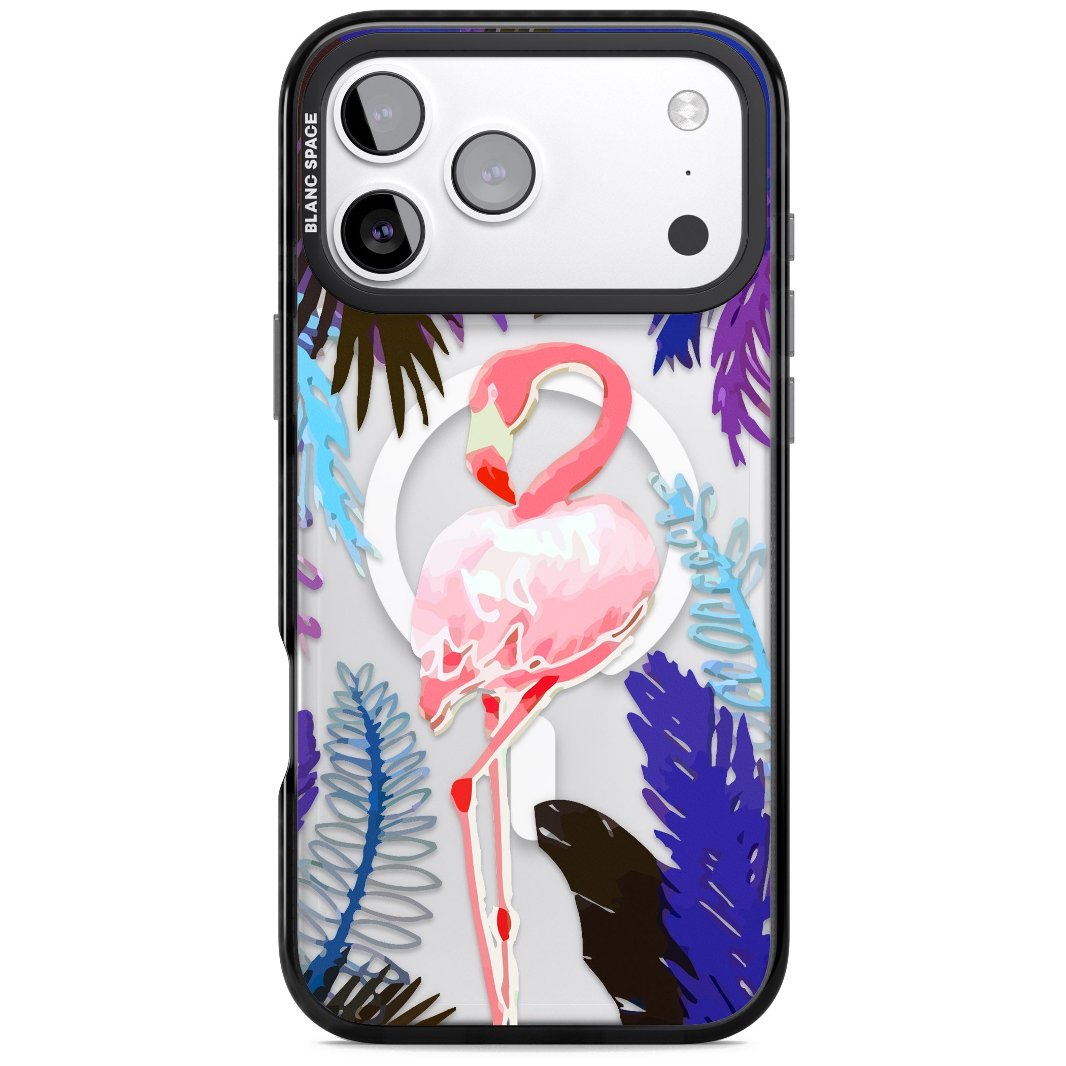 Tropical Flamingo iPhone 17 Pro Impact Pro Black Phone Case