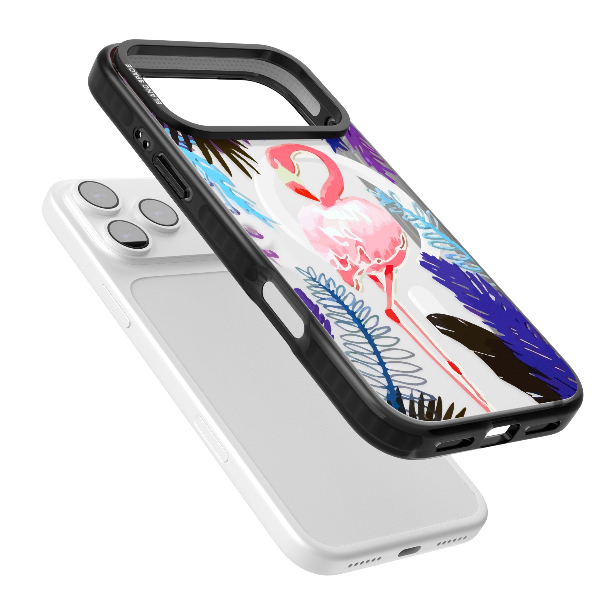 Tropical Flamingo iPhone 17 Pro Impact Pro Black Phone Case Colours