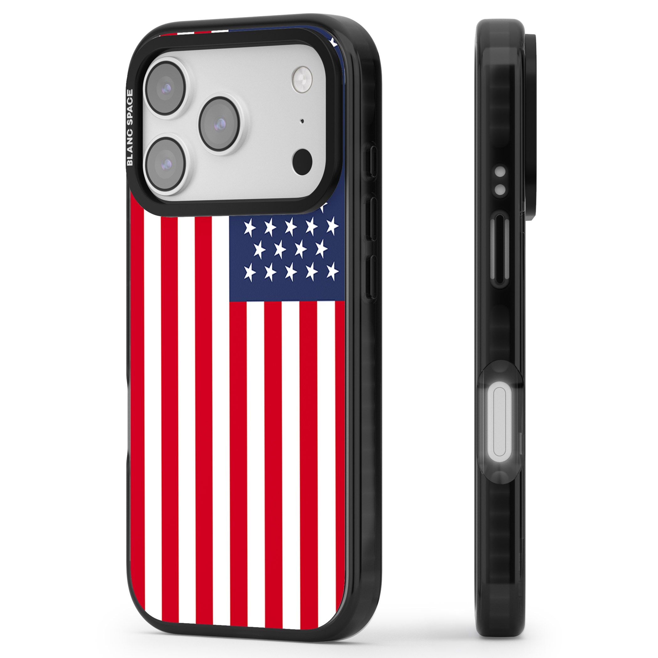 American Flag iPhone 17 Pro Impact Pro Black Phone Case Side Profile