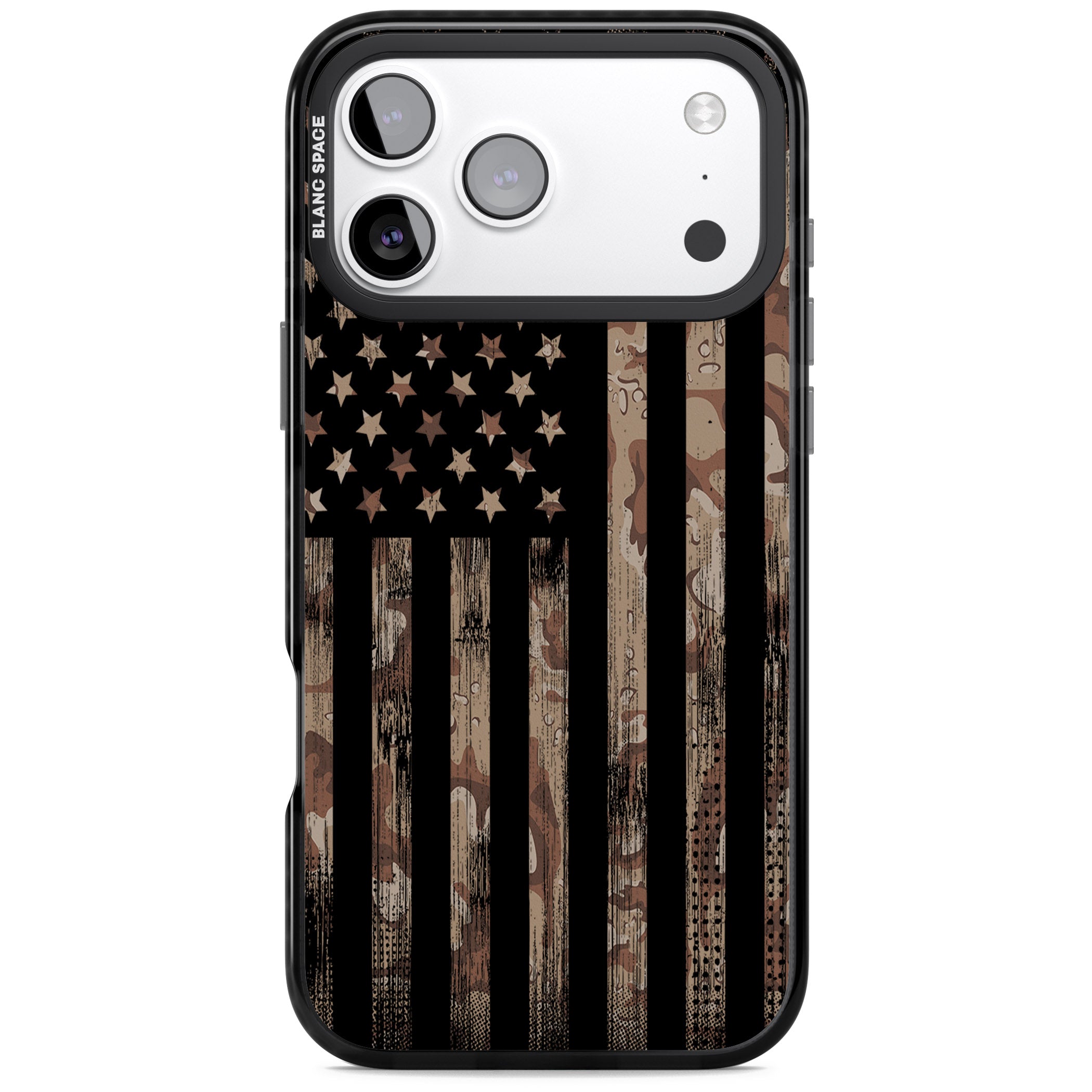 Desert Camo Us Flag iPhone 17 Pro Impact Pro Black Phone Case