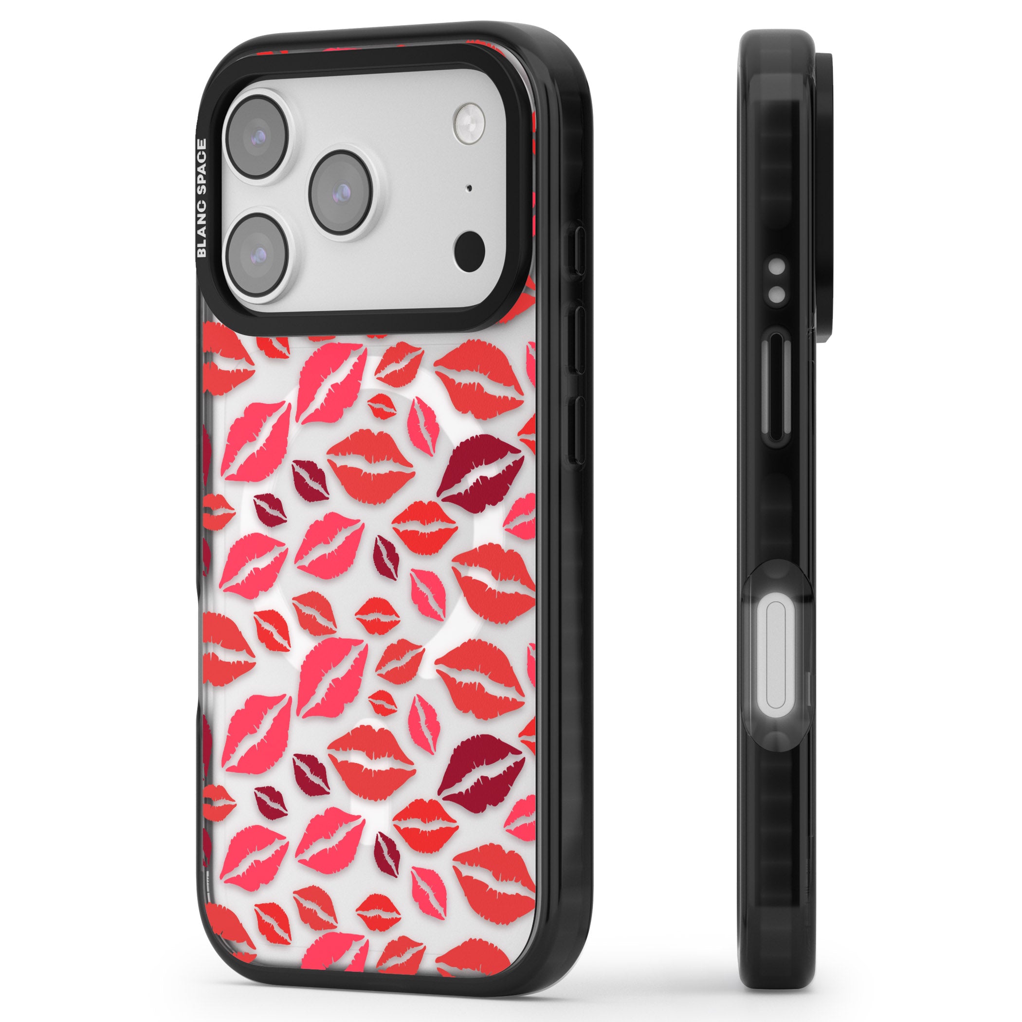 Lips Pattern iPhone 17 Pro Max Impact Pro Black Phone Case Side Profile