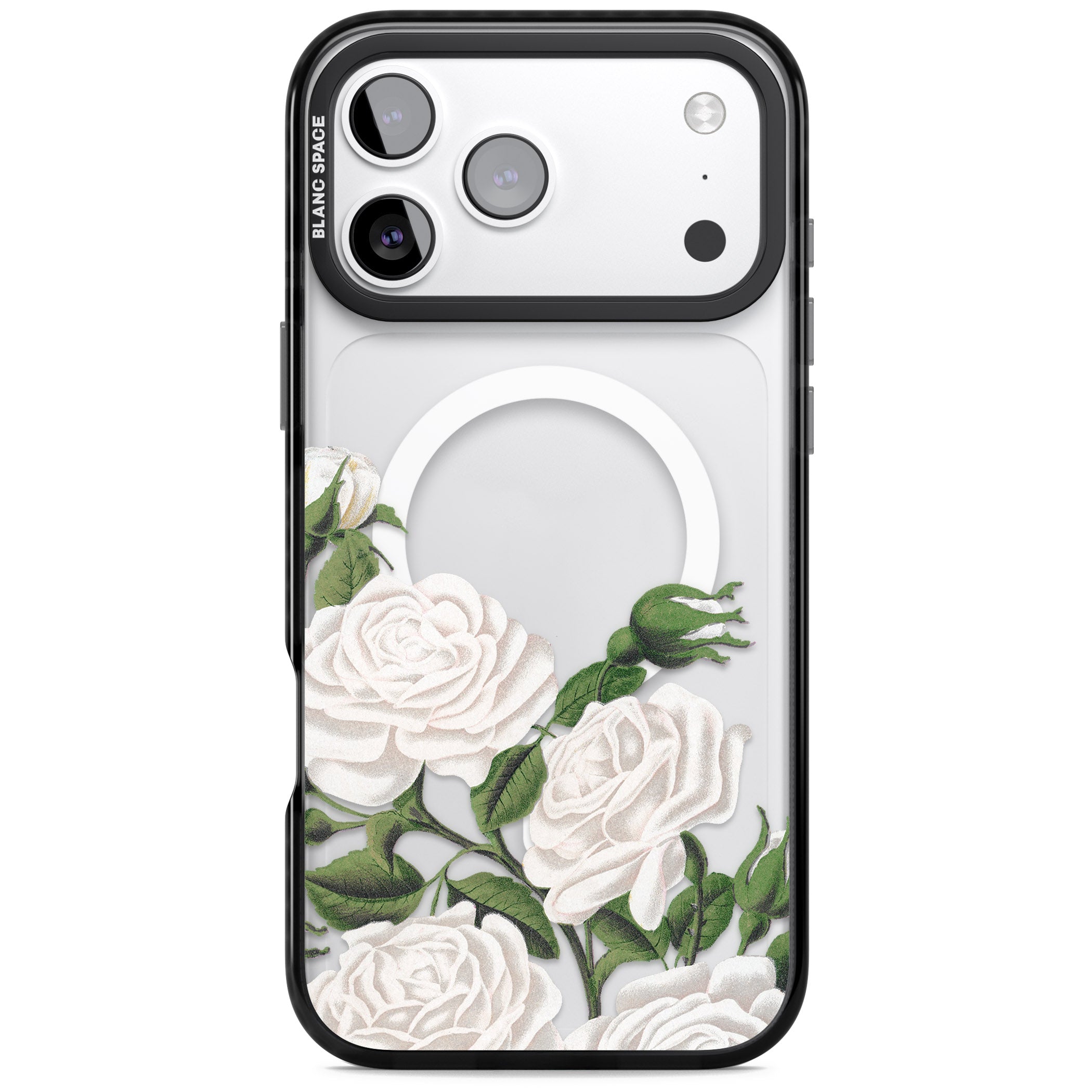White Vintage Painted Flowers iPhone 17 Pro Max Impact Pro Black Phone Case