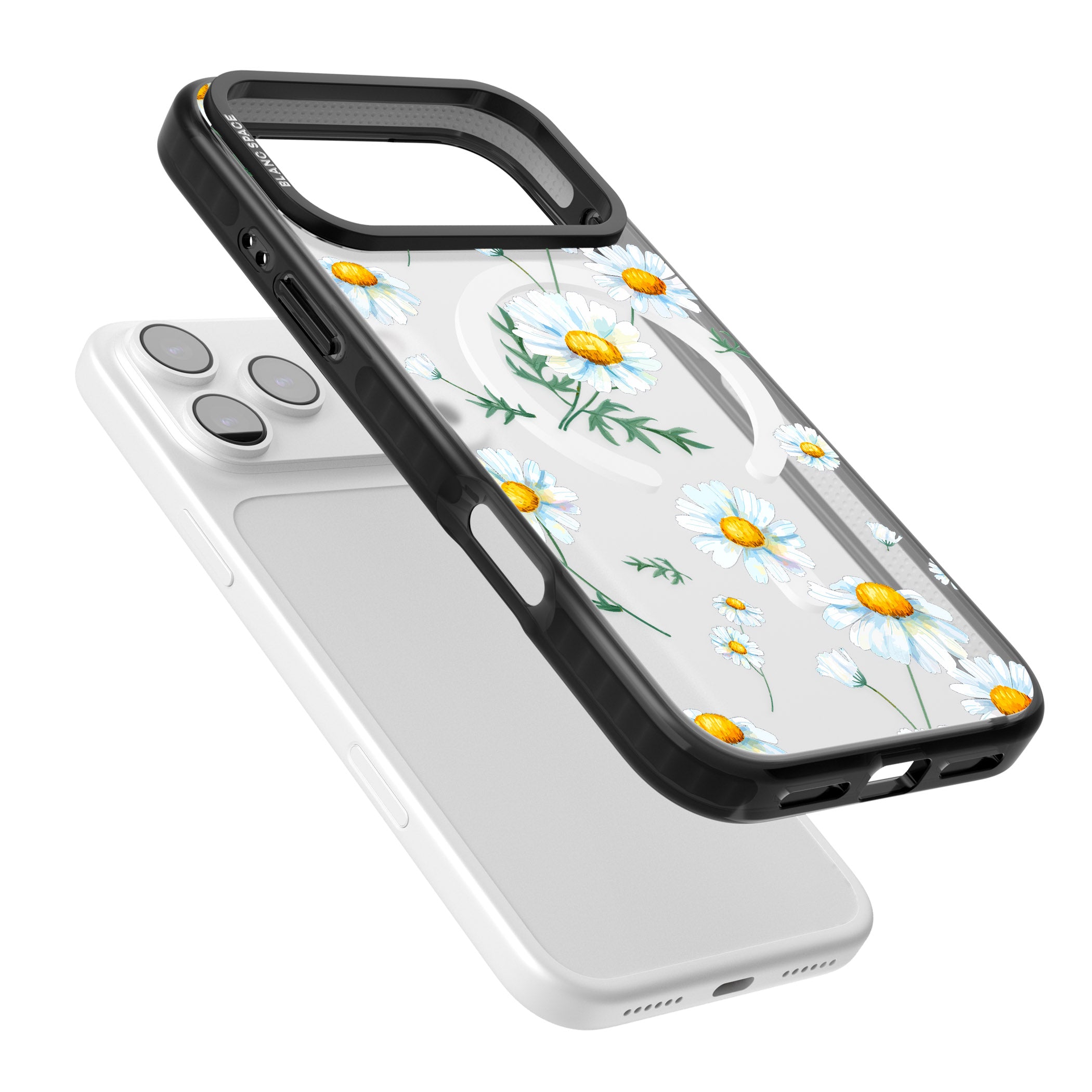 Vintage Painted Daisies iPhone 17 Pro Impact Pro Black Phone Case Colours