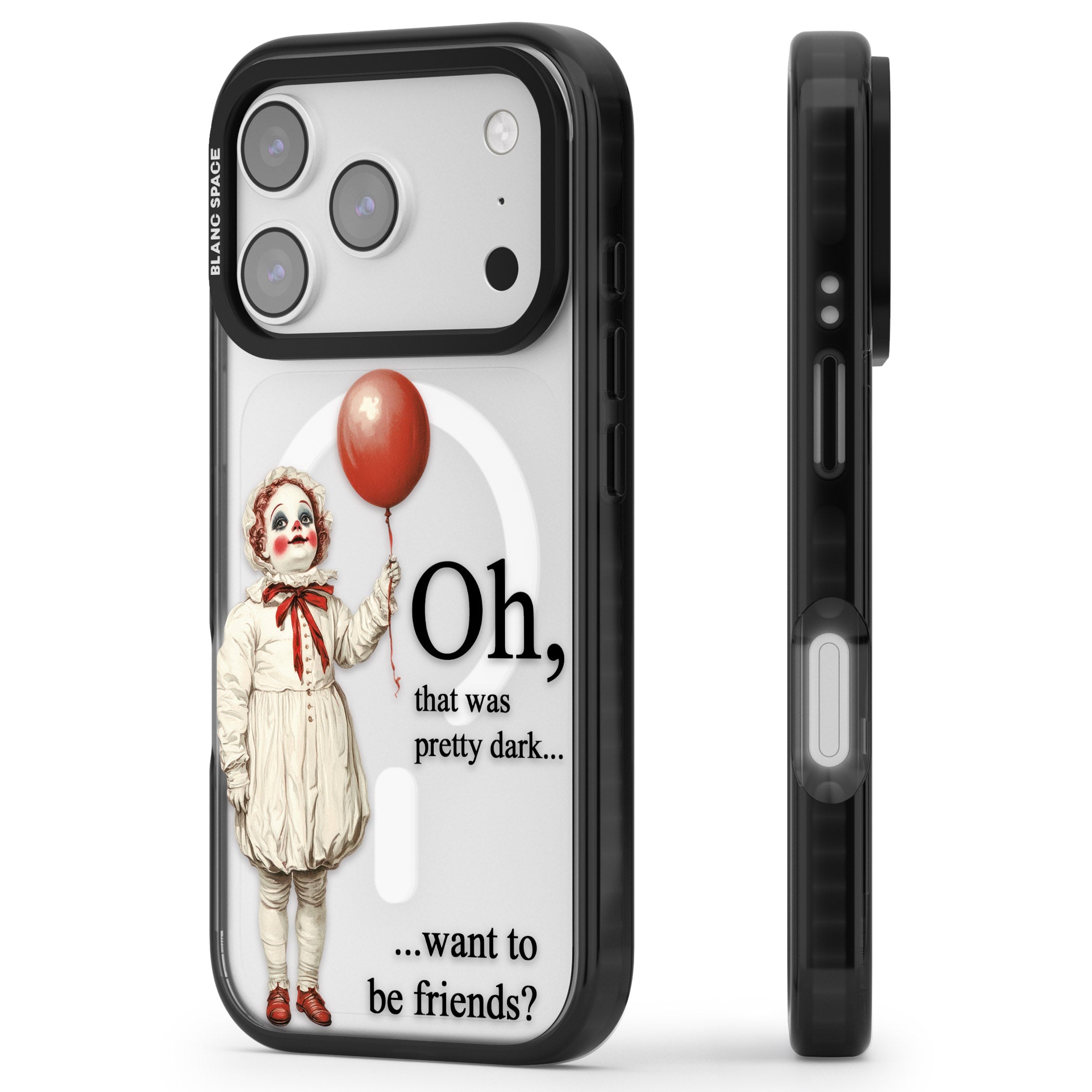 Want To Be Friends? iPhone 17 Pro Impact Pro Black Phone Case Side Profile