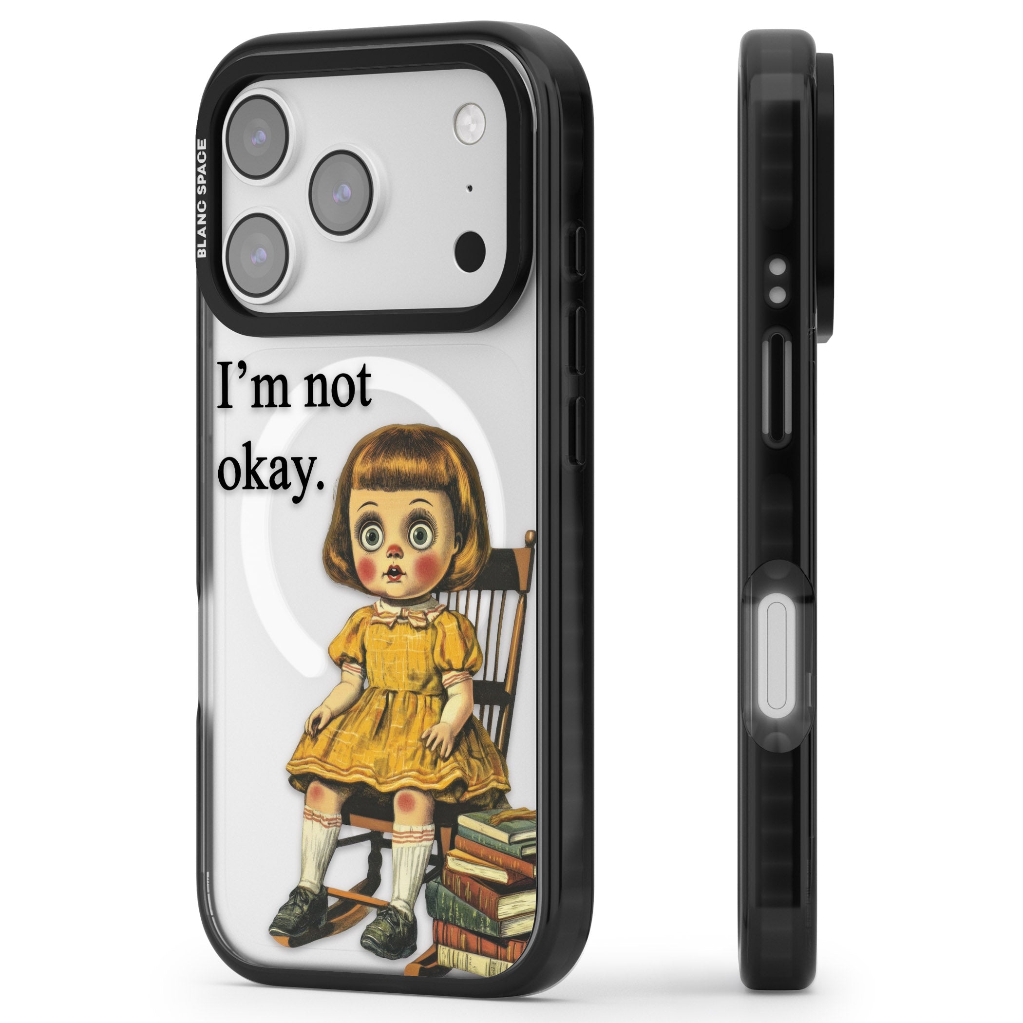 Im Not Okay iPhone 17 Pro Impact Pro Black Phone Case Side Profile