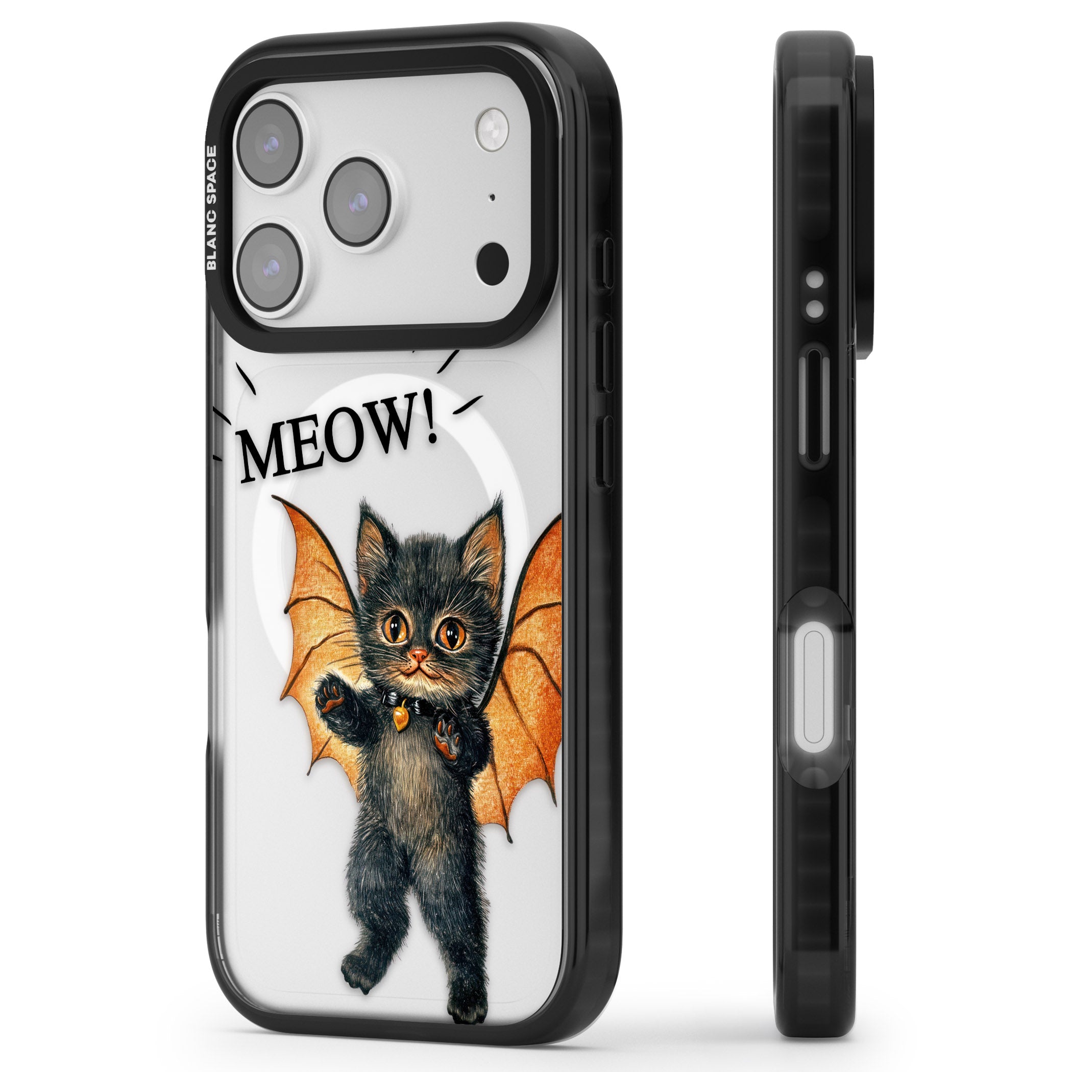 Meow iPhone 17 Pro Impact Pro Black Phone Case Side Profile
