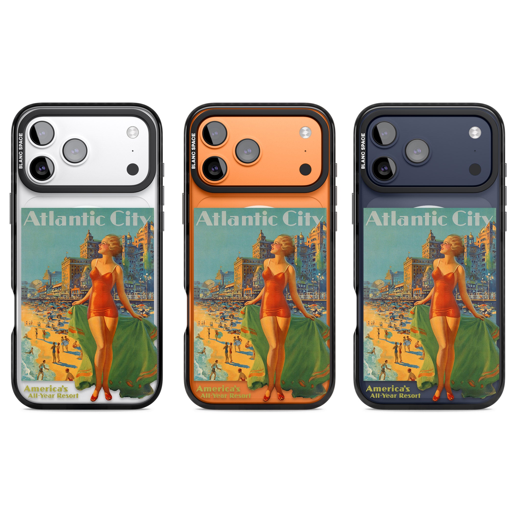 Atlantic City Vacation Poster iPhone 17 Pro Impact Pro Black Phone Case APT Impact Protection