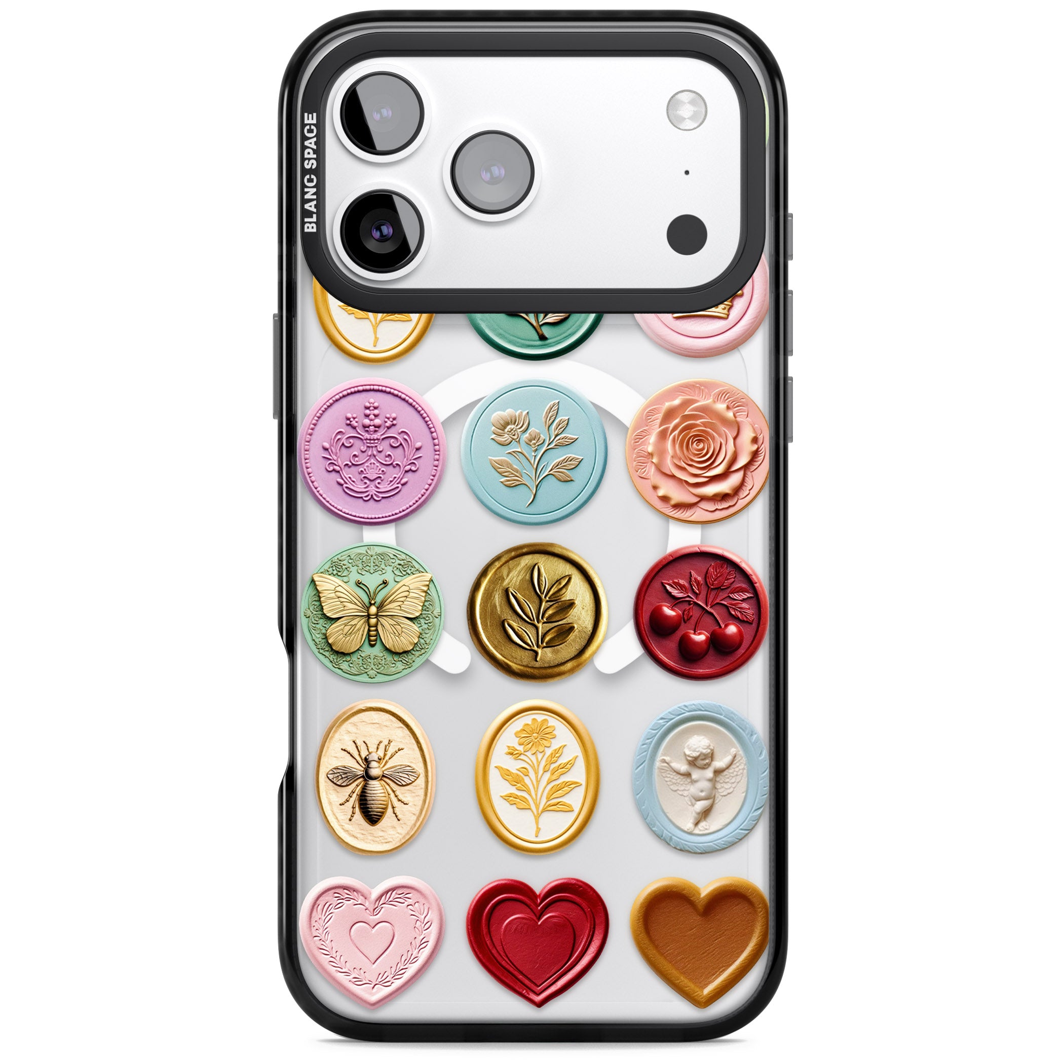 Vintage Wax Seal Pattern iPhone 17 Pro Max Impact Pro Black Phone Case