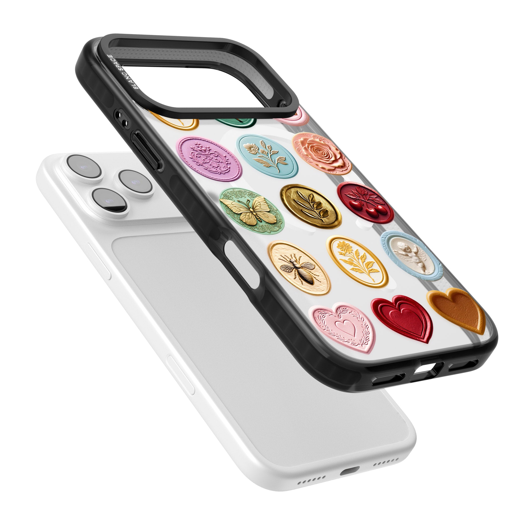 Vintage Wax Seal Pattern iPhone 17 Pro Max Impact Pro Black Phone Case Colours