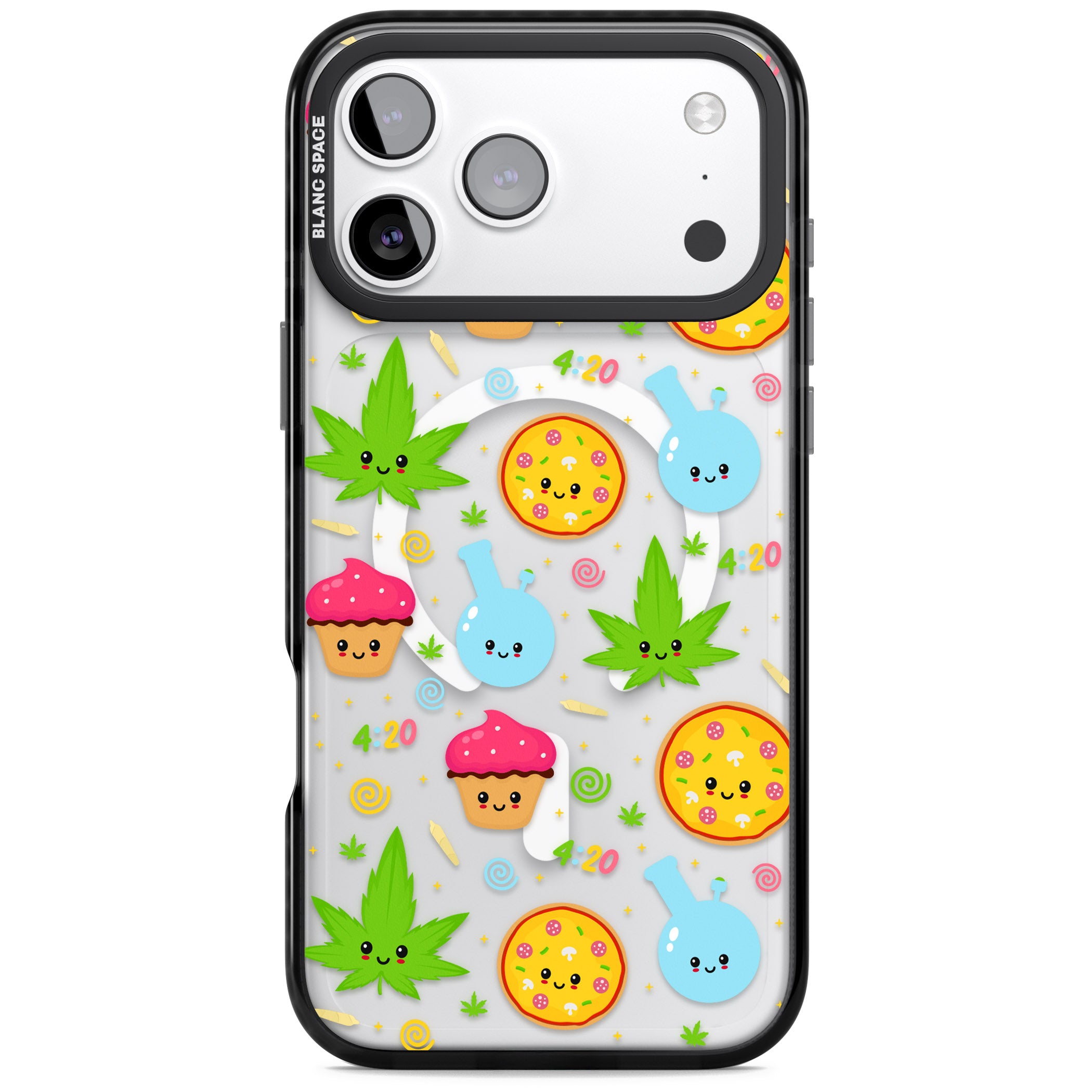Kawaii Weed Pattern iPhone 17 Pro Max Impact Pro Black Phone Case