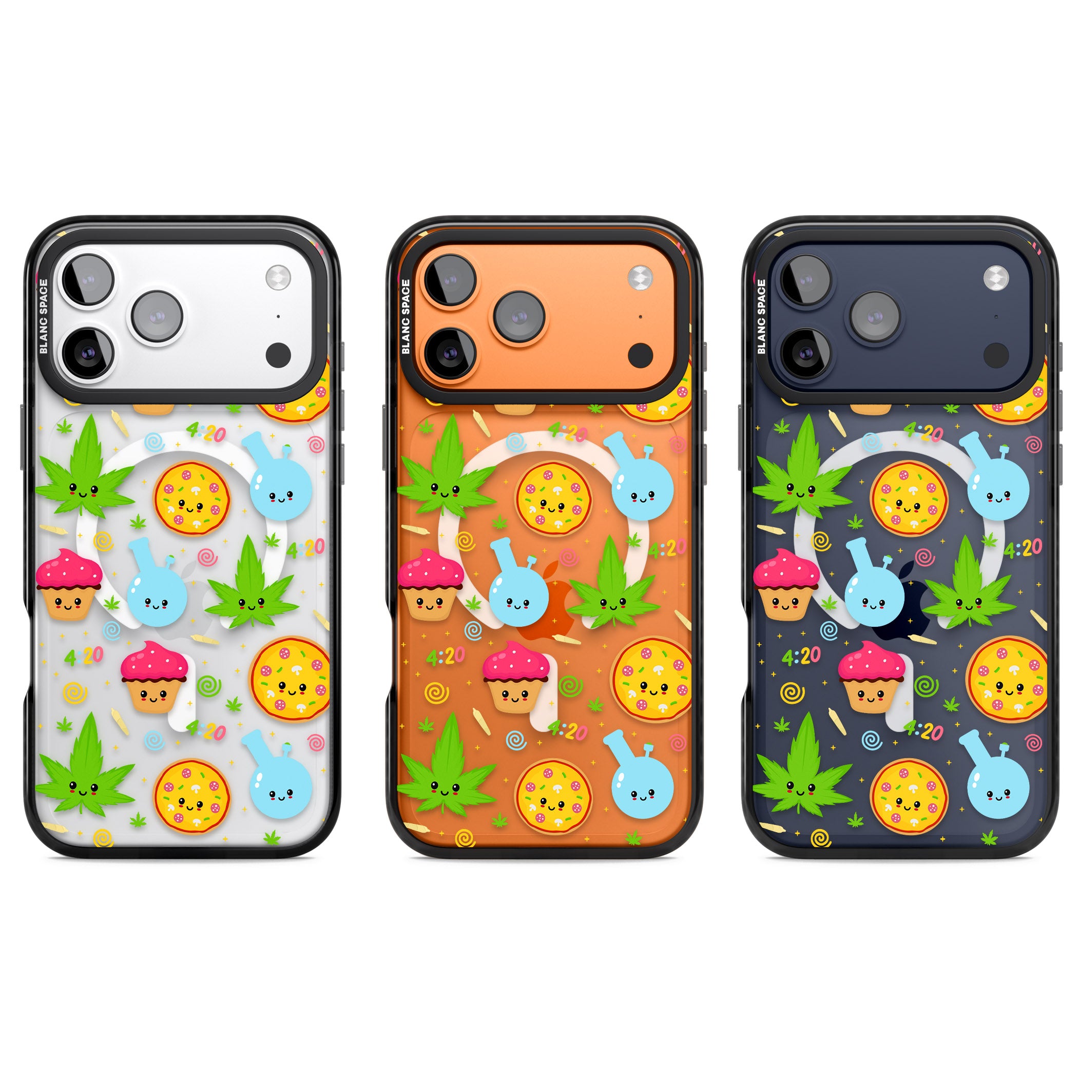 Kawaii Weed Pattern iPhone 17 Pro Impact Pro Black Phone Case APT Impact Protection