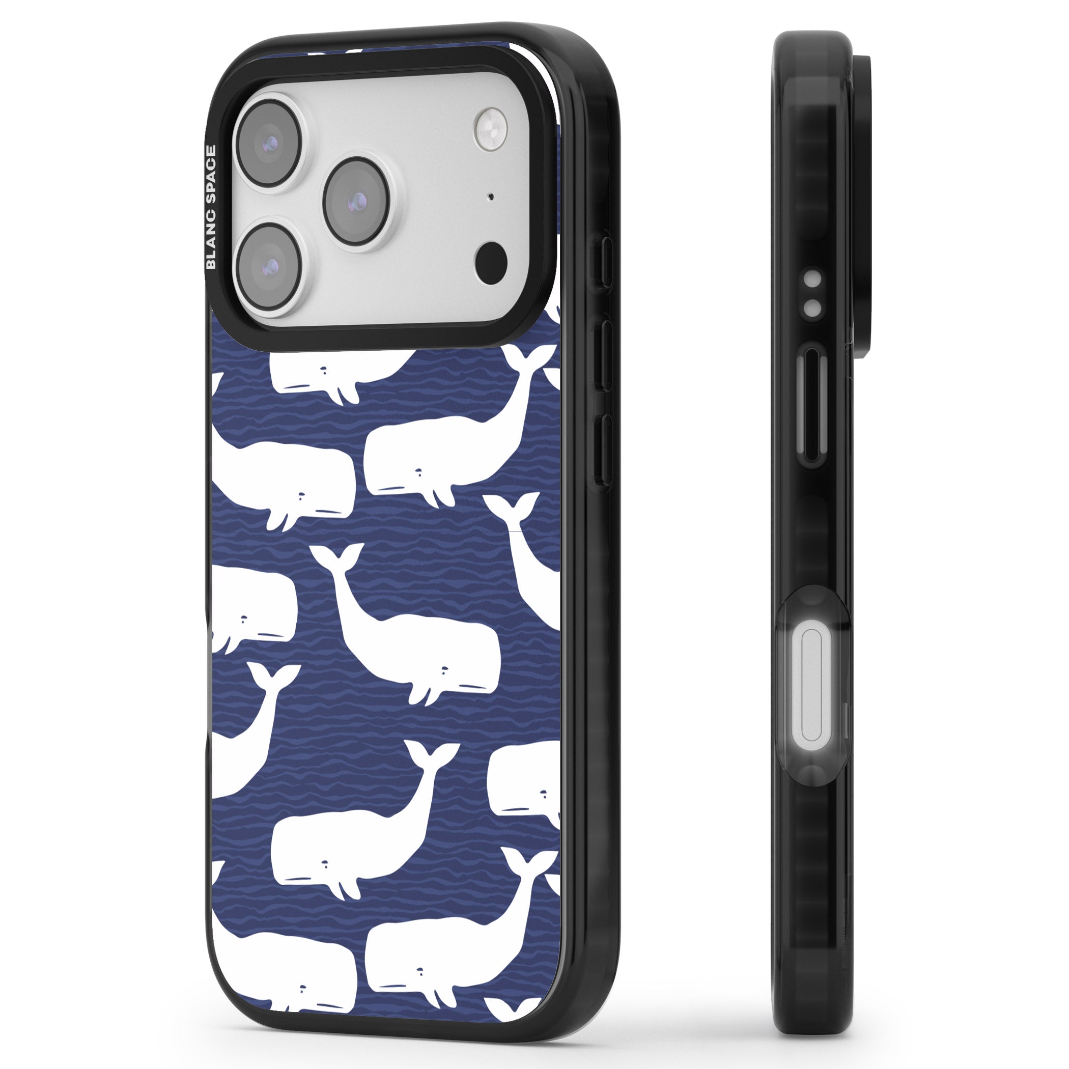 Whale Dreams iPhone 17 Pro Impact Pro Black Phone Case Side Profile