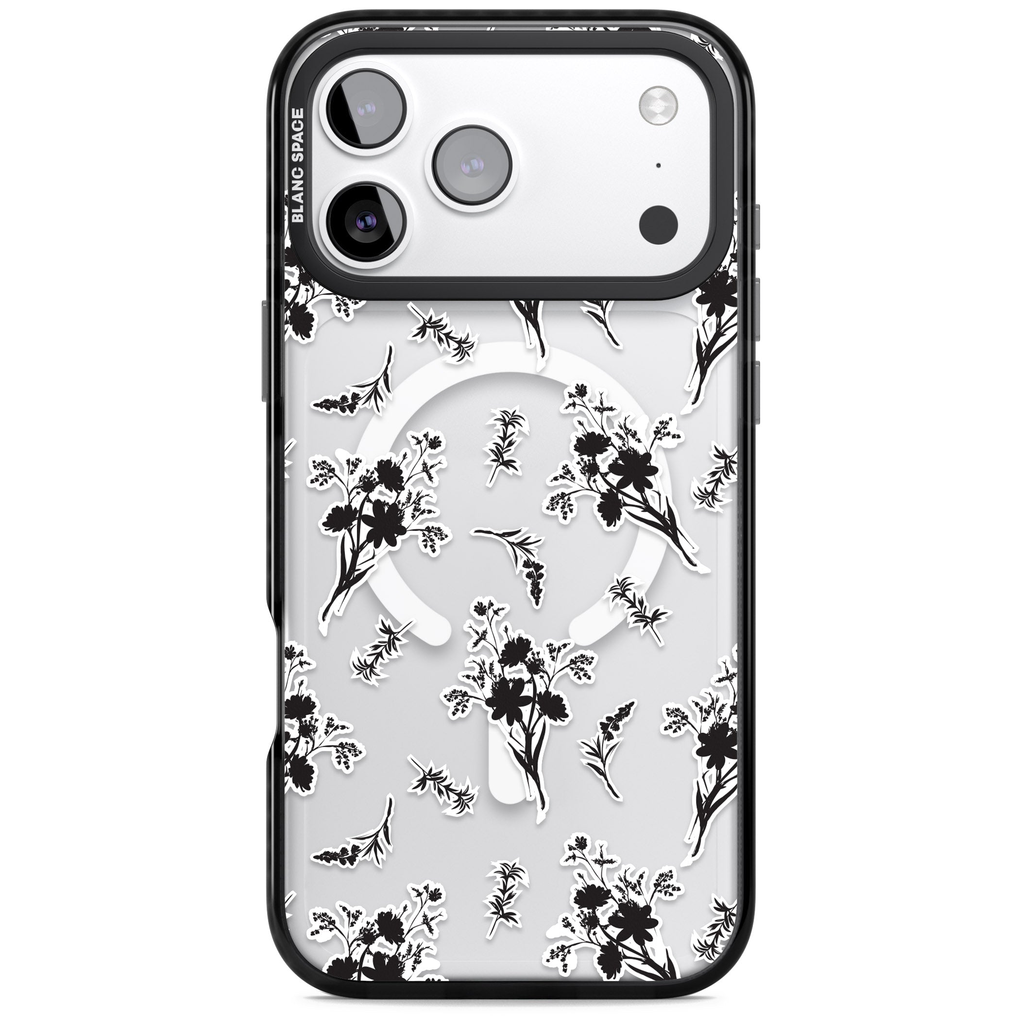Black Sticker Wildflowers iPhone 17 Pro Max Impact Pro Black Phone Case