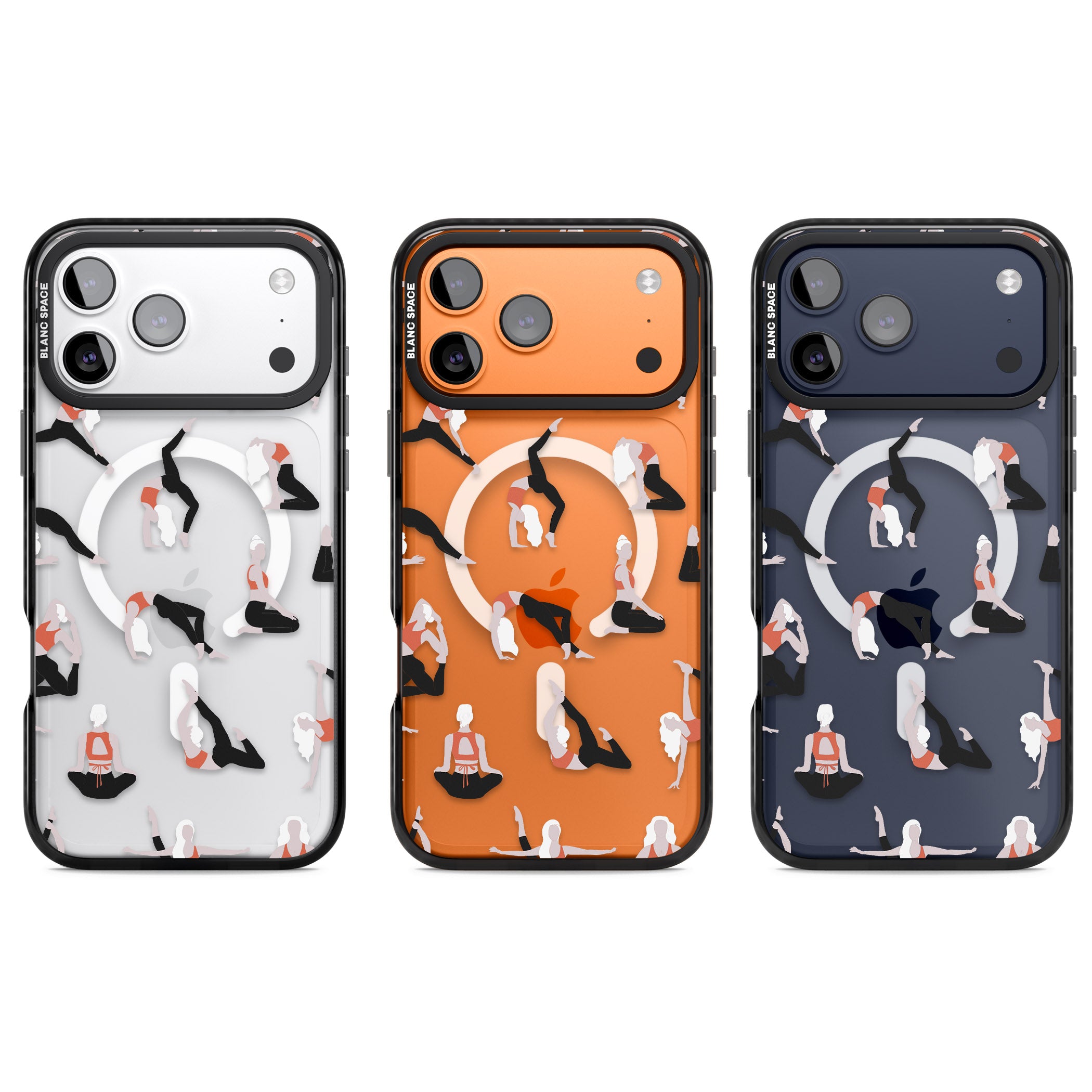 Yoga Poses Clear iPhone 17 Pro Impact Pro Black Phone Case APT Impact Protection