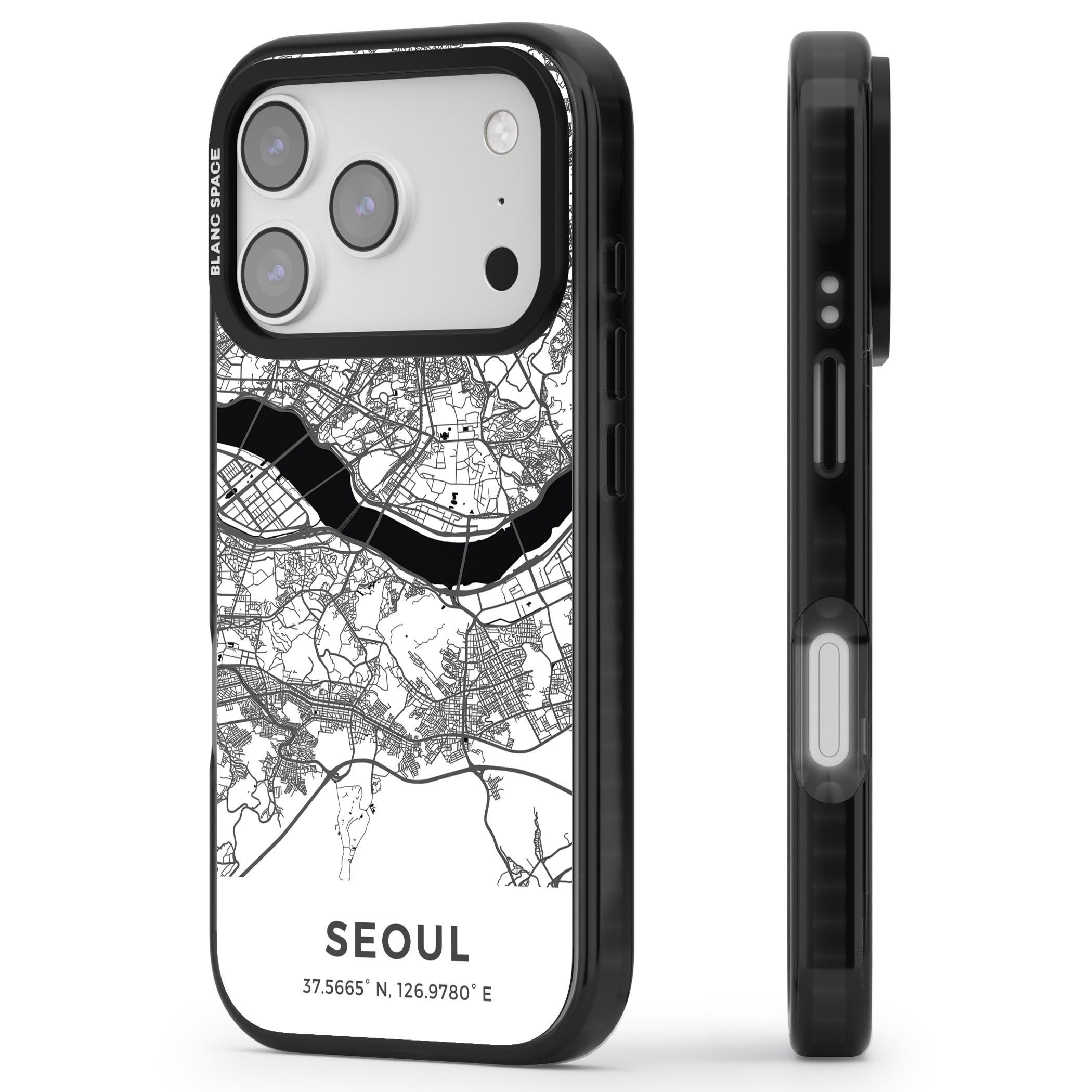 Seoul City Map iPhone 17 Pro Max Impact Black Phone Case Side Profile
