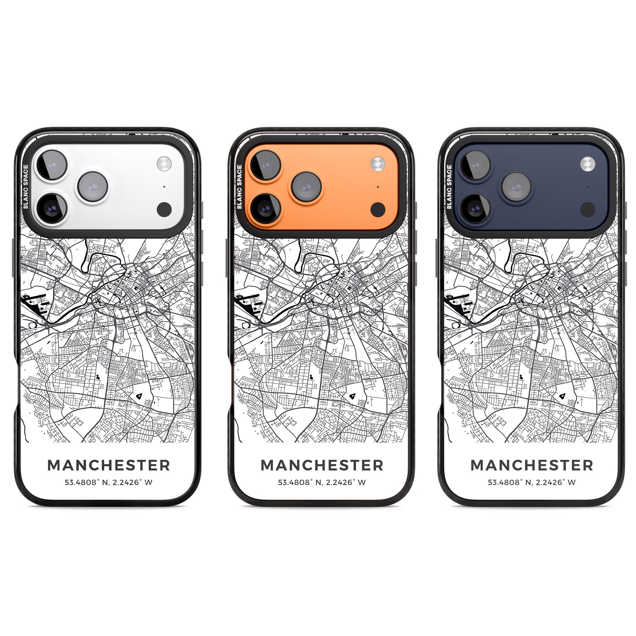 Manchester Map iPhone 17 Pro Impact Black Phone Case APT Impact Protection