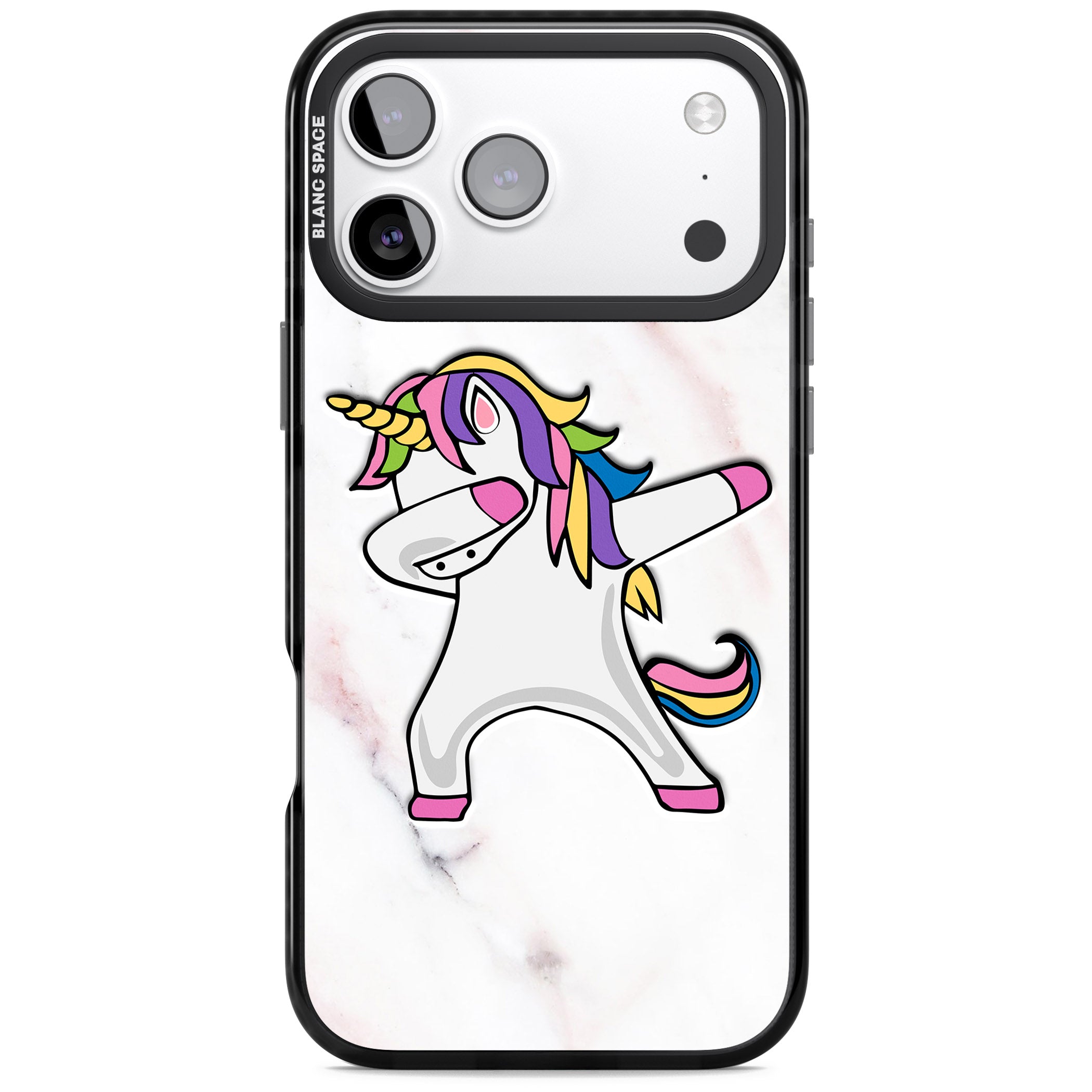 Designer Marble Unicorn Dab iPhone 17 Pro Impact Black Phone Case