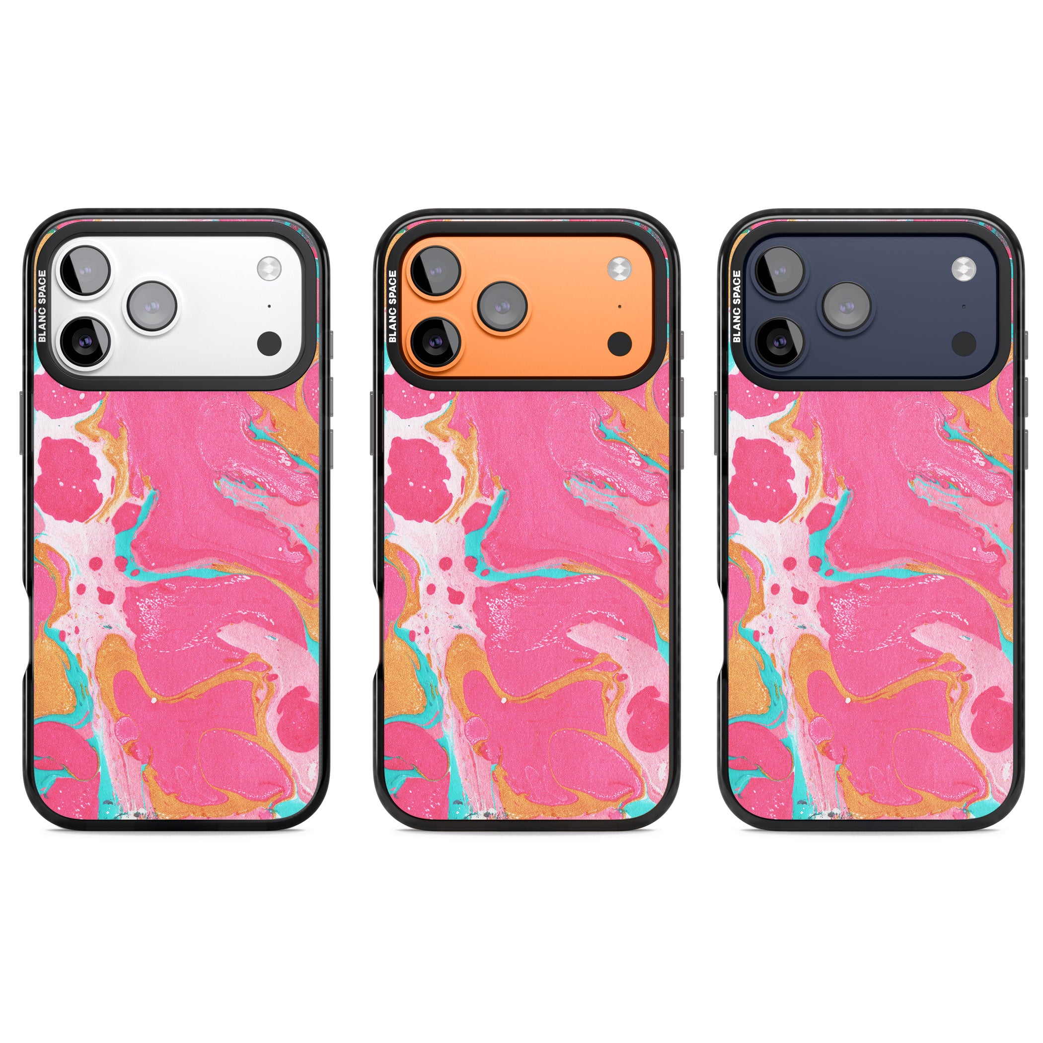 Vibrant Marbled Paper iPhone 17 Pro Impact Black Phone Case APT Impact Protection