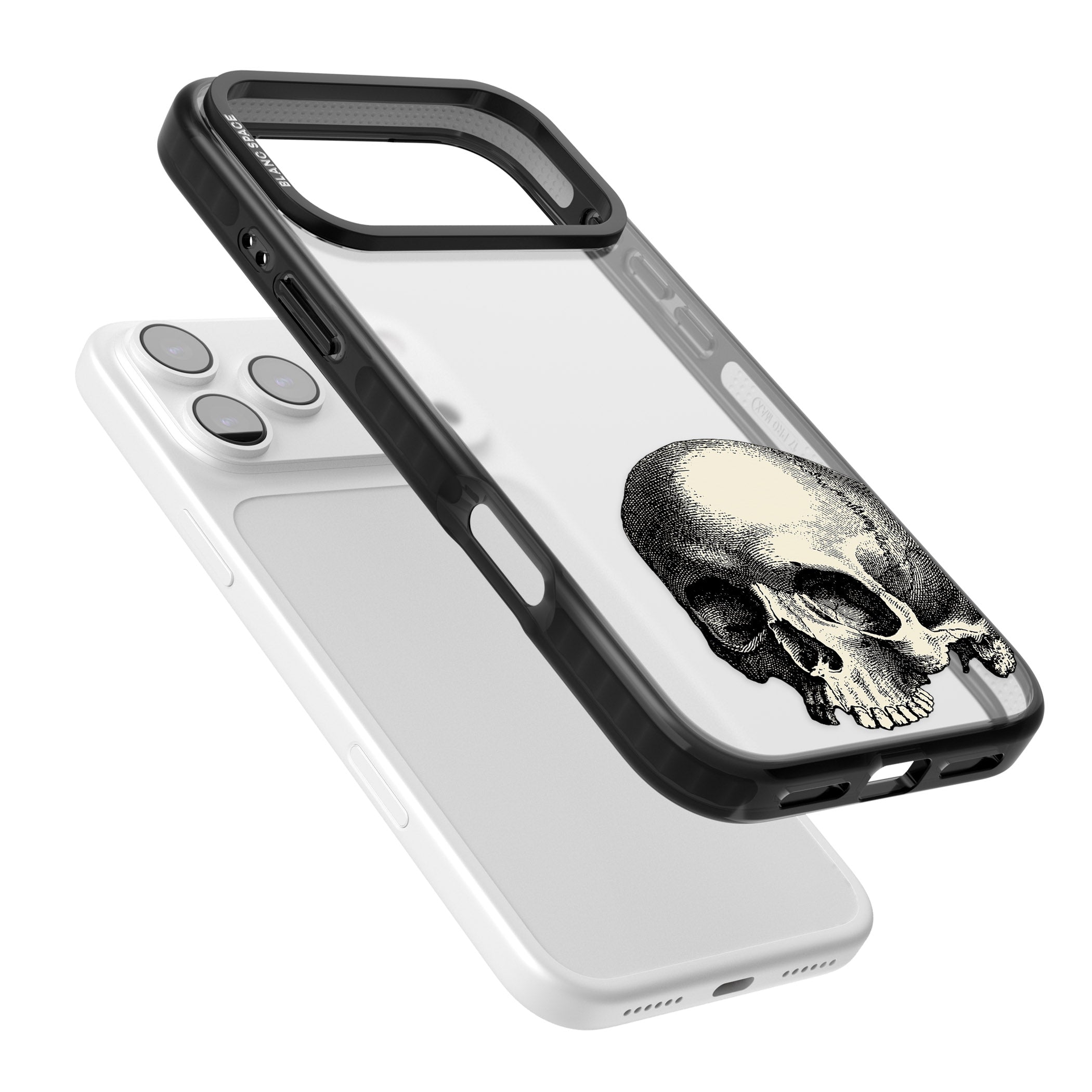 Minimal Vintage Skull iPhone 17 Pro Impact Black Phone Case Colours