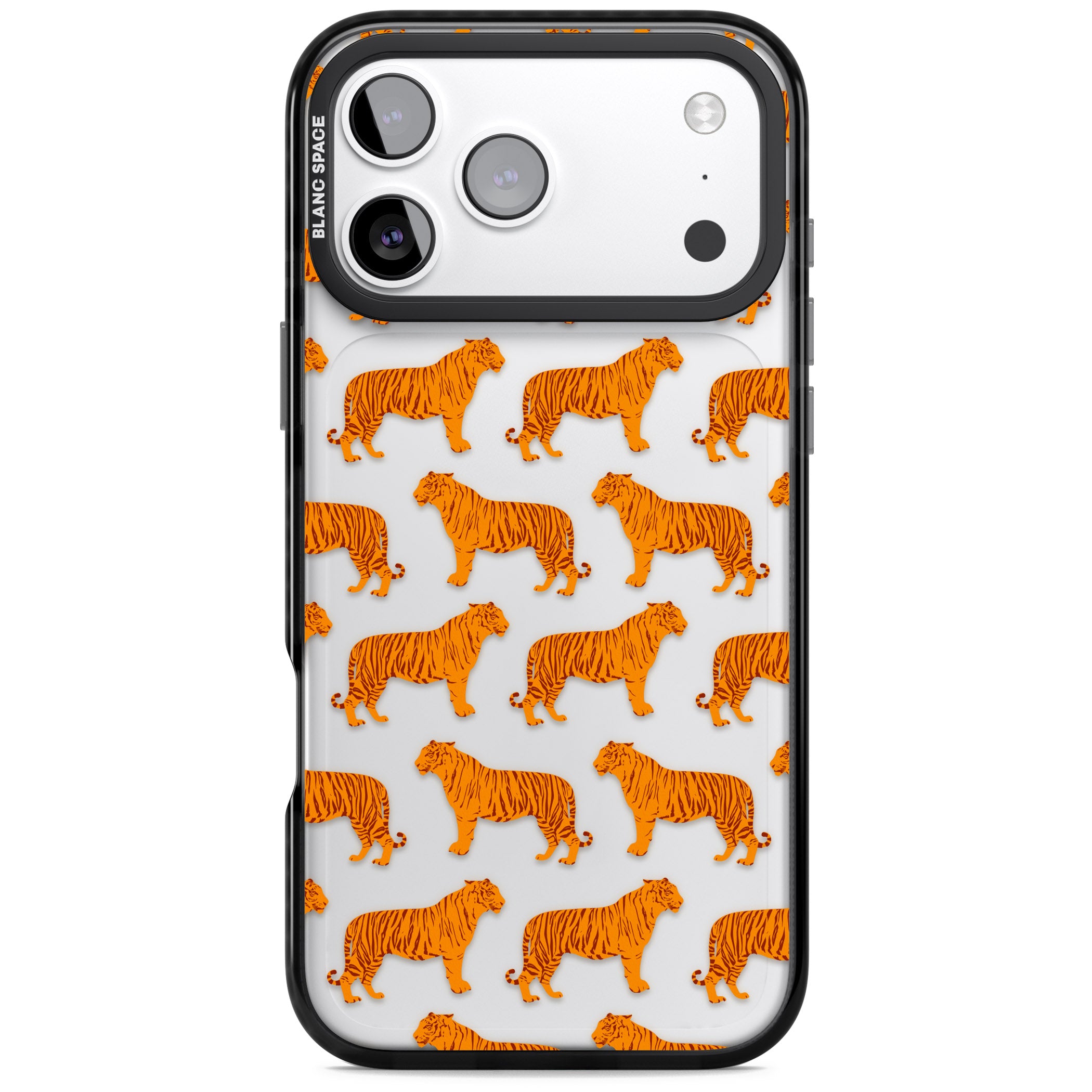 Tiger Pattern iPhone 17 Pro Impact Black Phone Case