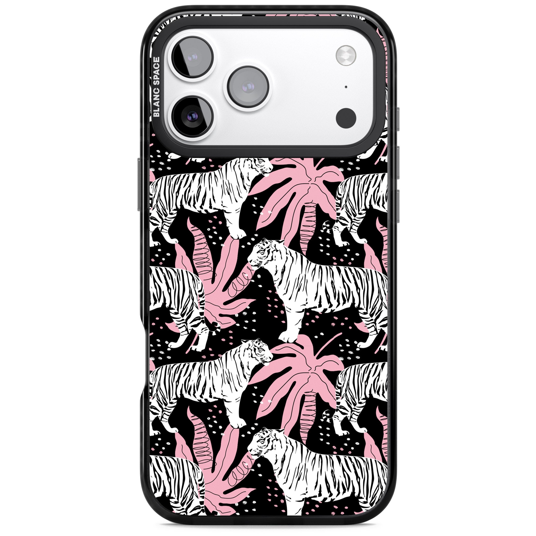 Pink Jungle Tiger iPhone 17 Pro Impact Black Phone Case