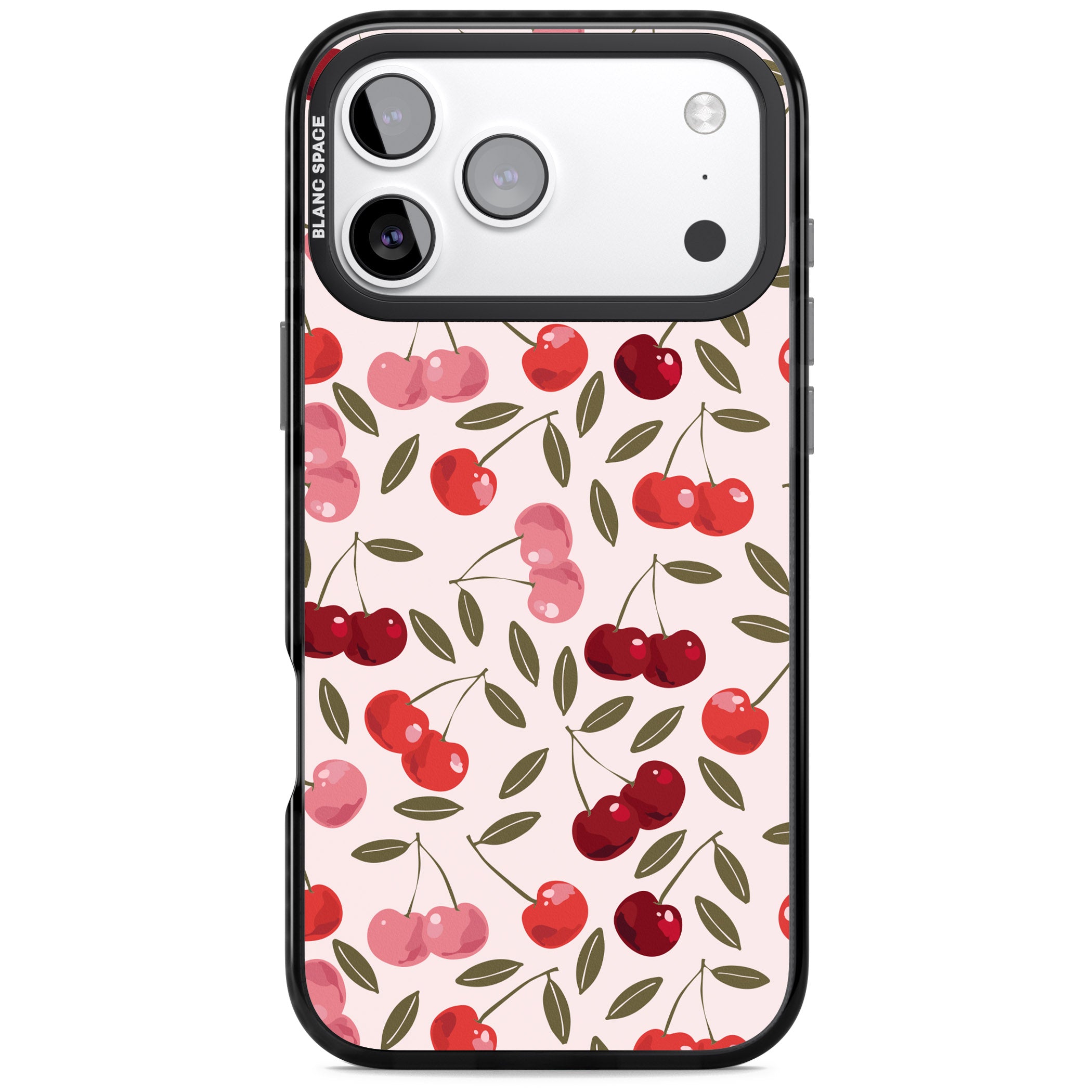 Fruity & Fun Patterns Cherries iPhone 17 Pro Max Impact Black Phone Case