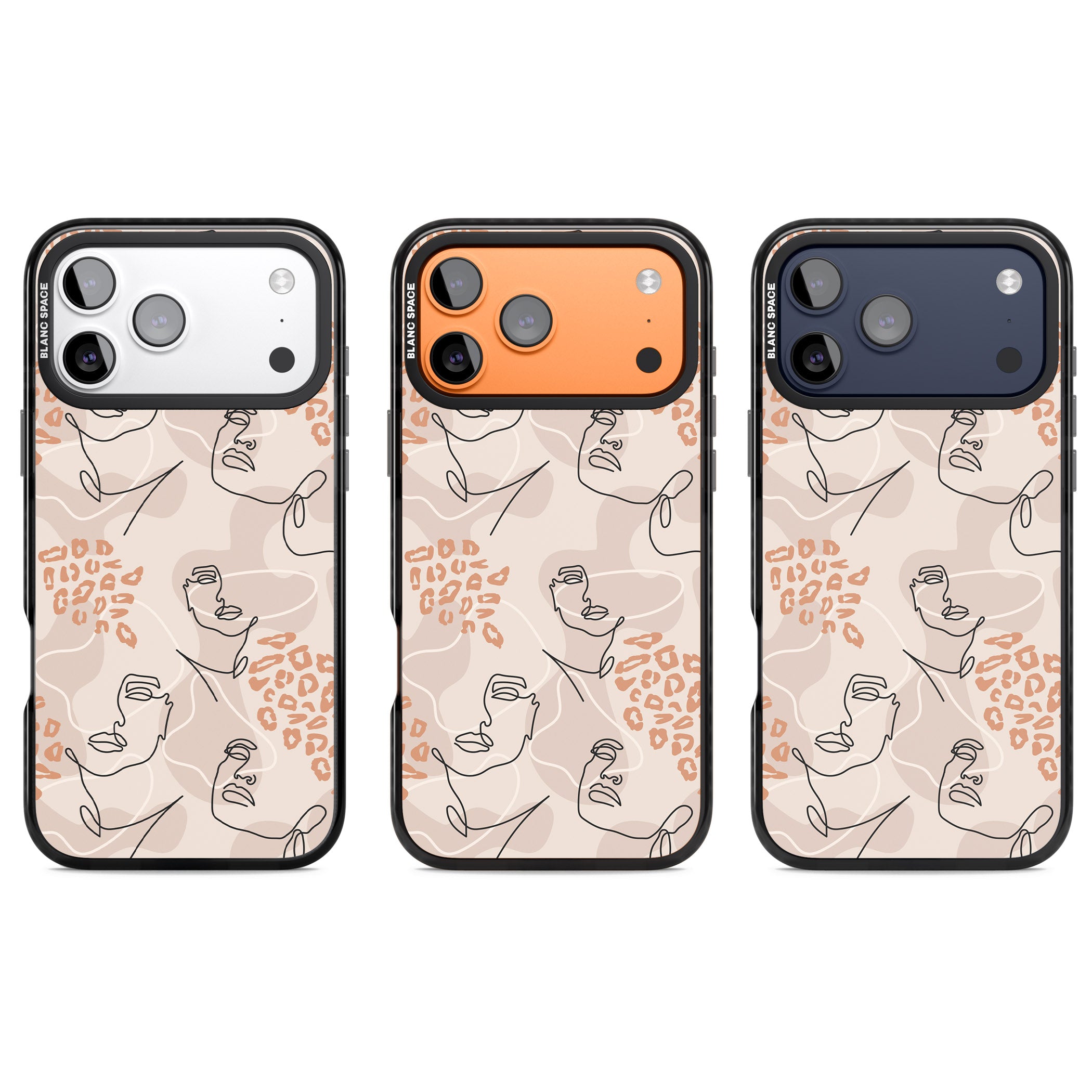 Abstract Faces Leopard iPhone 17 Pro Impact Black Phone Case APT Impact Protection