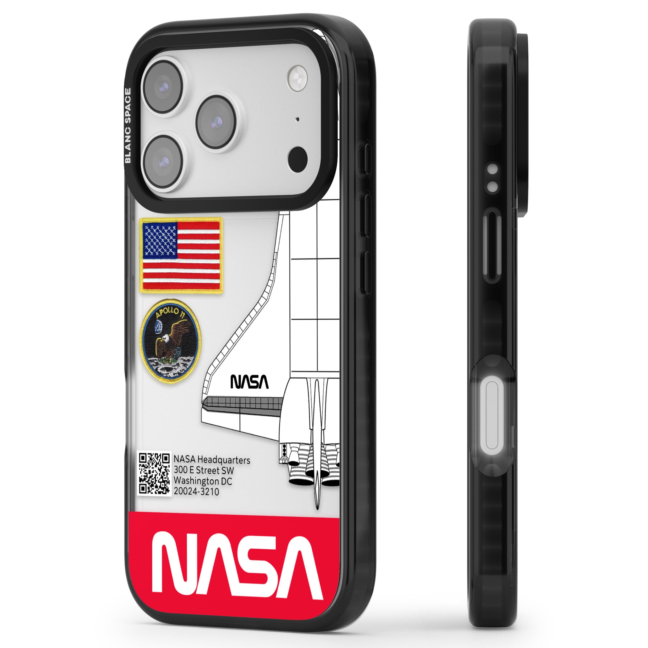 Nasa Apollo 11 iPhone 17 Pro Max Impact Black Phone Case Side Profile