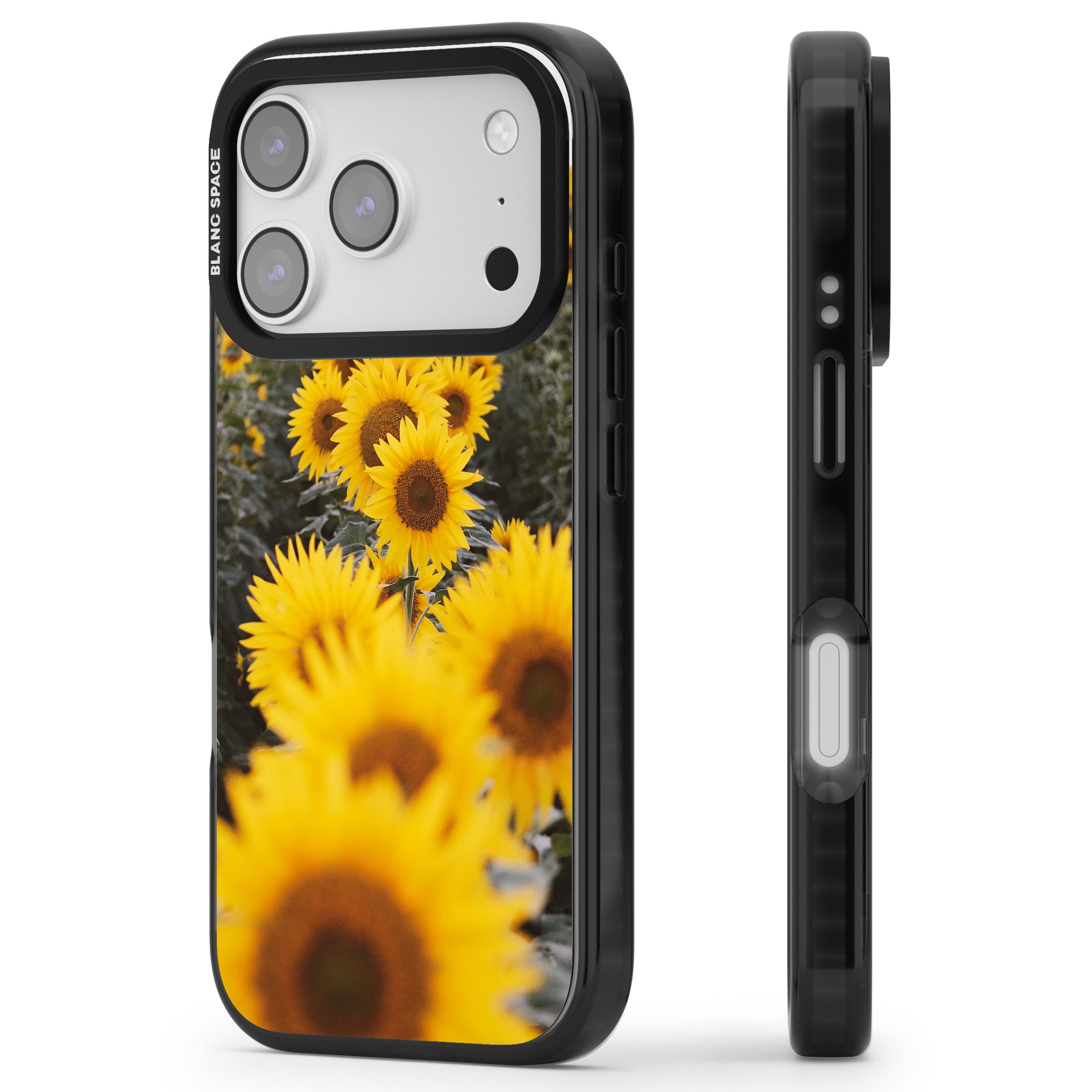 Sunflower Field iPhone 17 Pro Impact Black Phone Case Side Profile