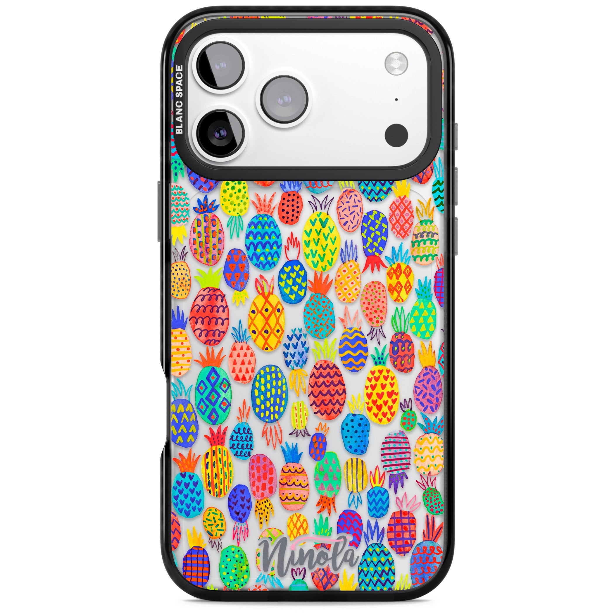 Vibrant Pineapple Pattern iPhone 17 Pro Impact Black Phone Case