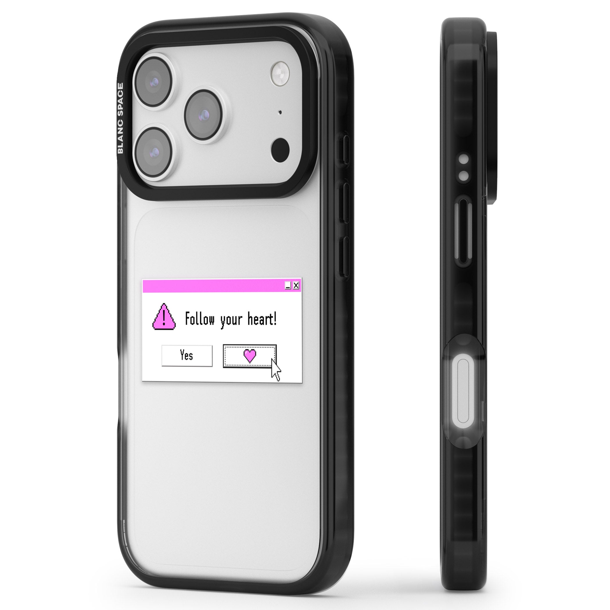Follow Your Heart.Exe iPhone 17 Pro Impact Black Phone Case Side Profile