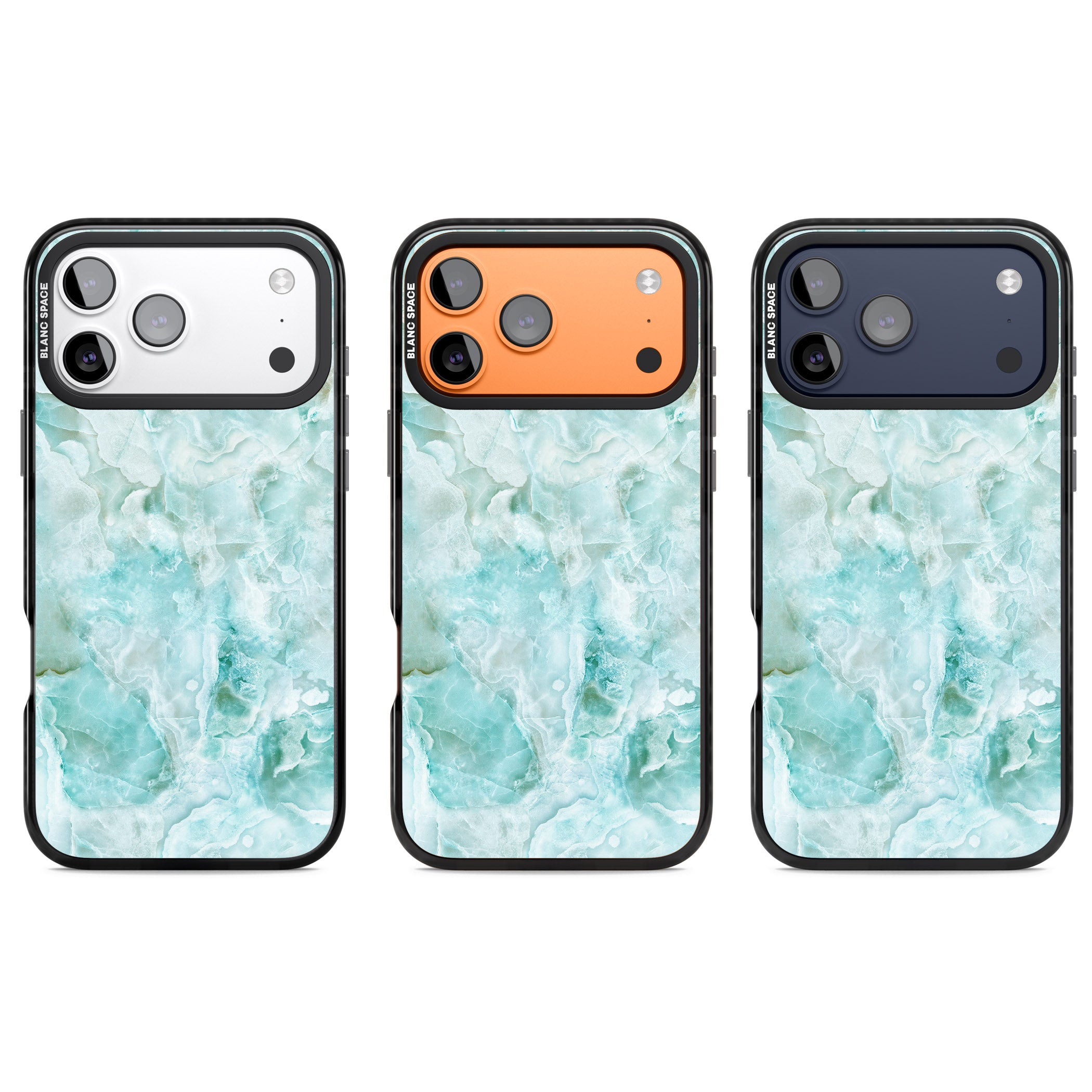 Aqua Onyx Marble iPhone 17 Pro Impact Black Phone Case APT Impact Protection