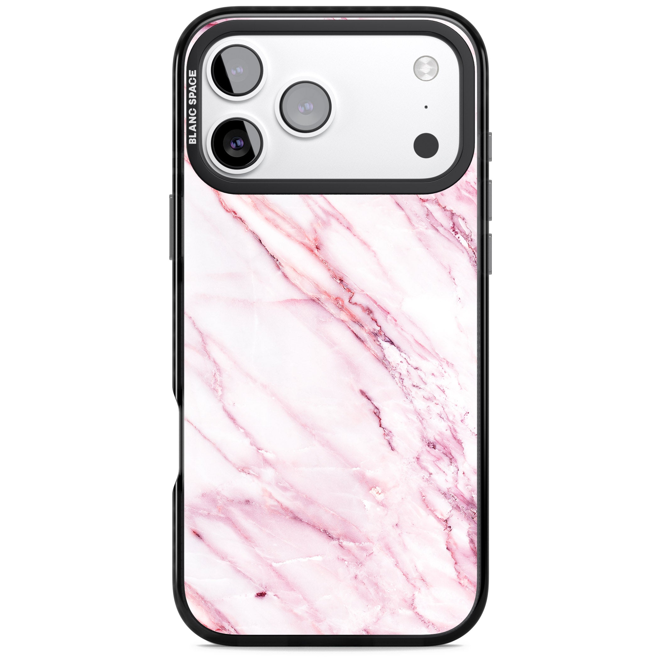 White Pink Onyx Marble iPhone 17 Pro Max Impact Black Phone Case