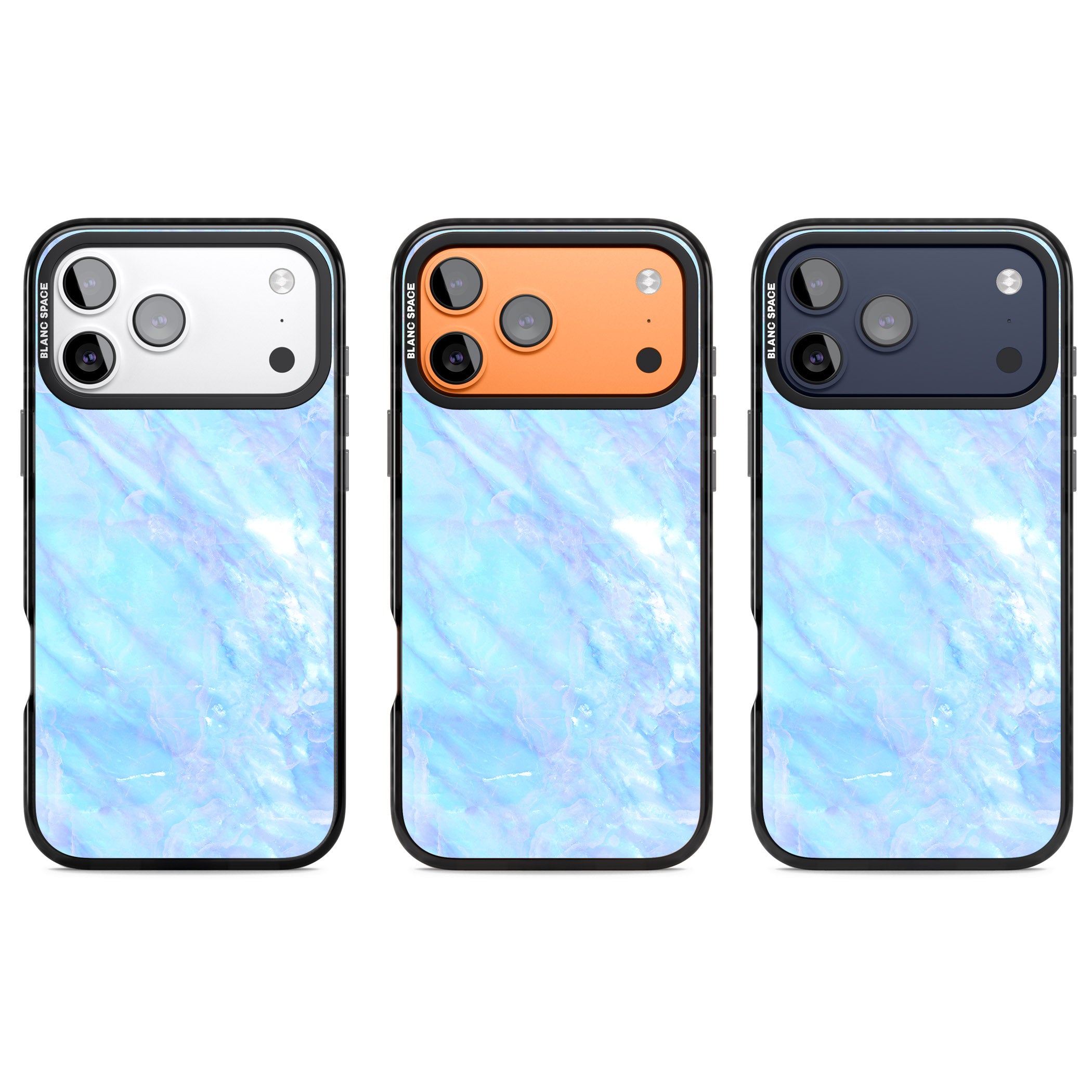 Iridescent Crystal Marble iPhone 17 Pro Impact Black Phone Case APT Impact Protection