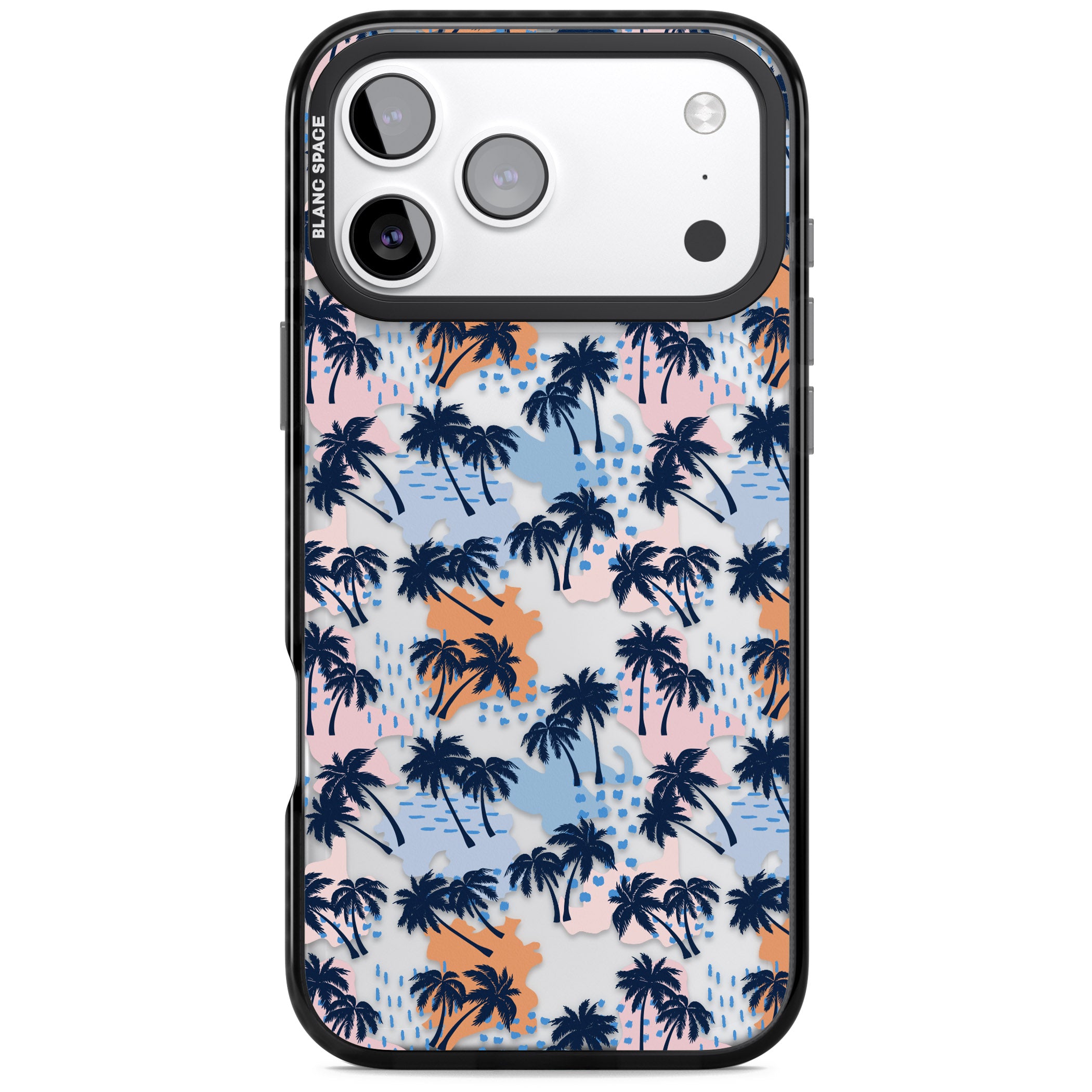 Tropical Vibes Palm Clear iPhone 17 Pro Impact Black Phone Case