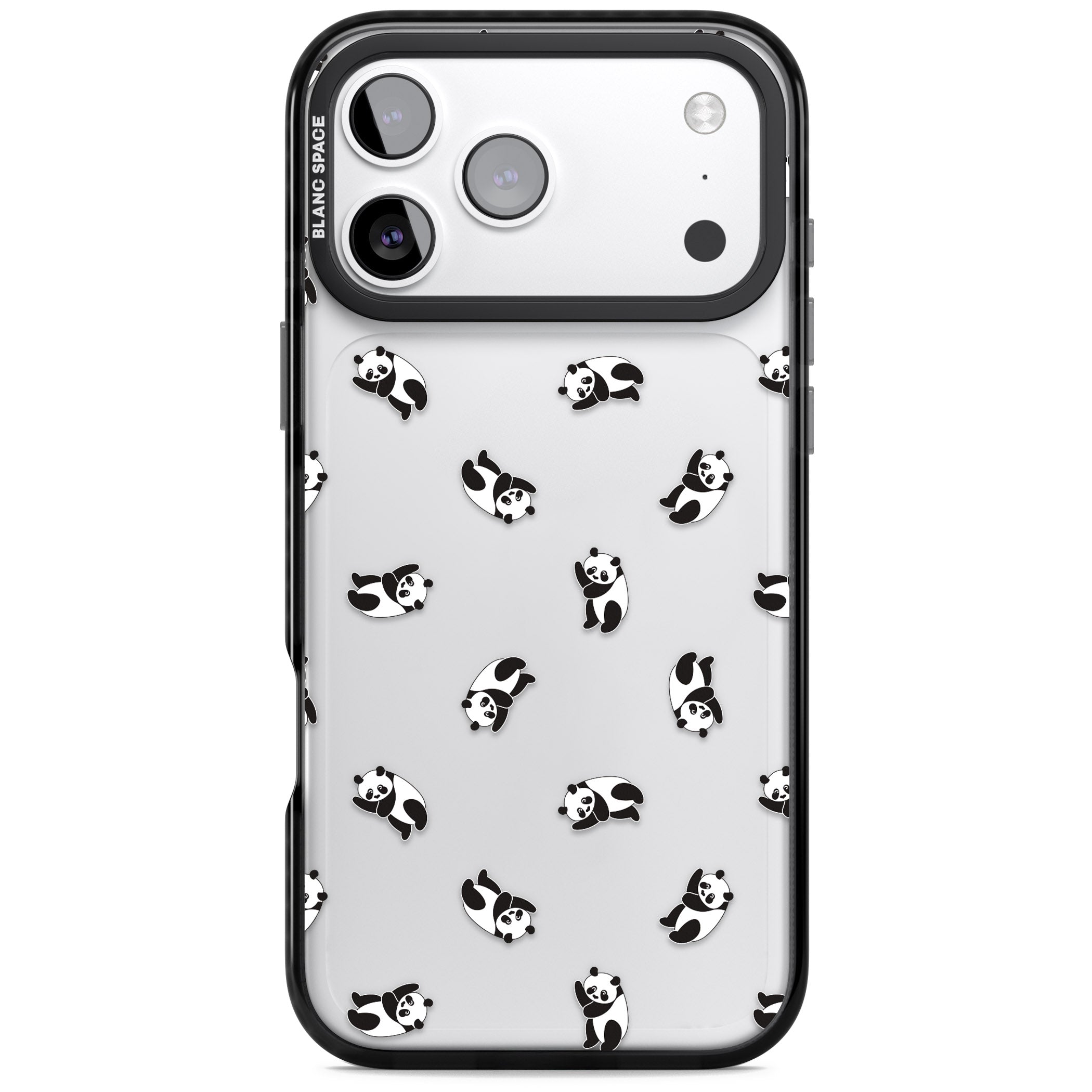Tiny Panda Pattern iPhone 17 Pro Max Impact Black Phone Case