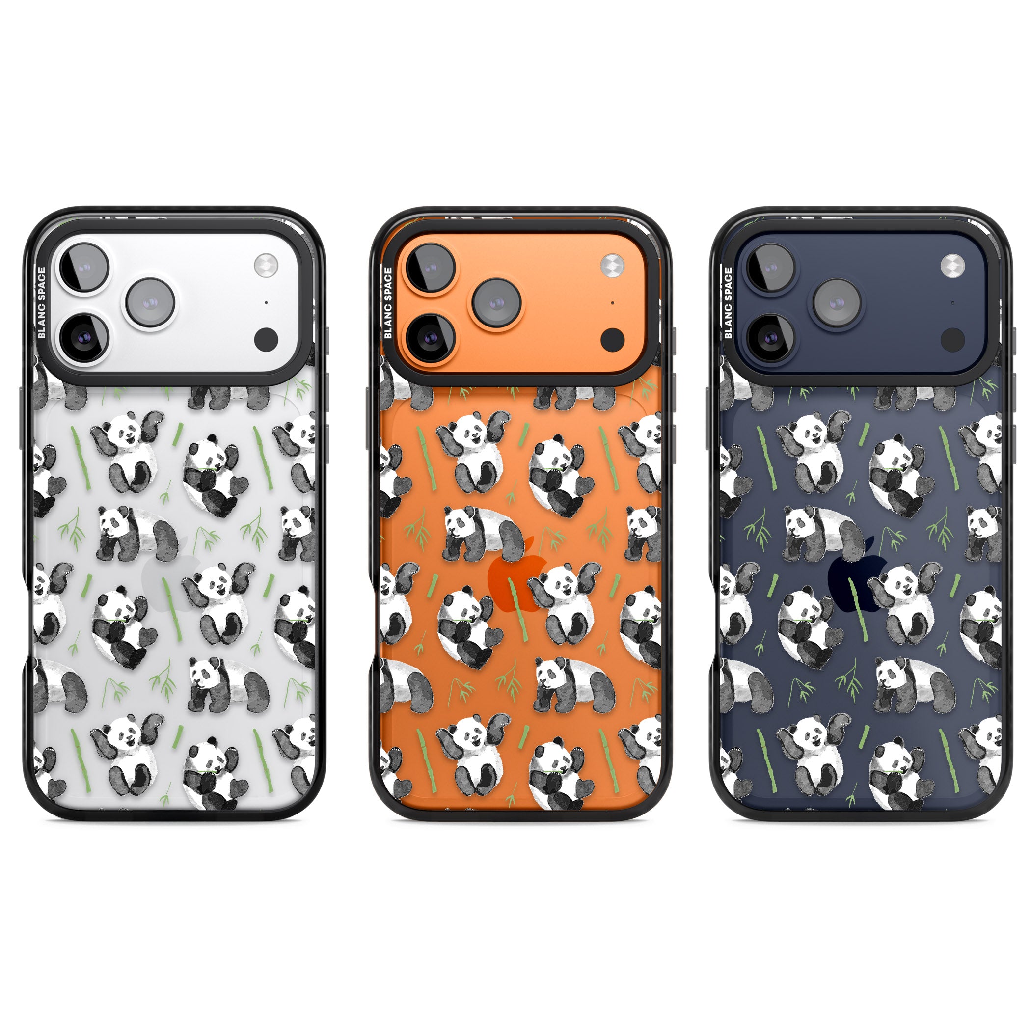 Watercolour Panda Pattern iPhone 17 Pro Impact Black Phone Case APT Impact Protection