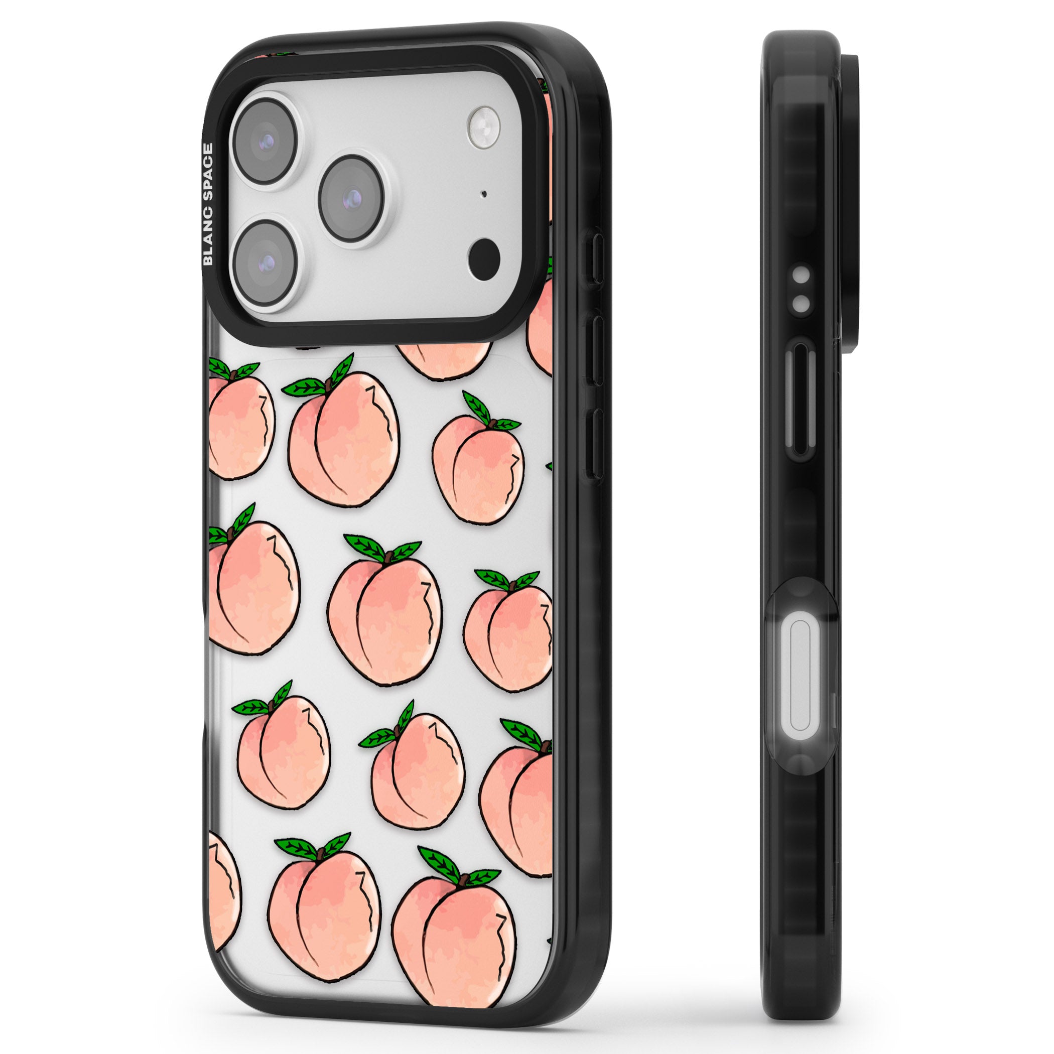 Peachy Picnic iPhone 17 Pro Impact Black Phone Case Side Profile