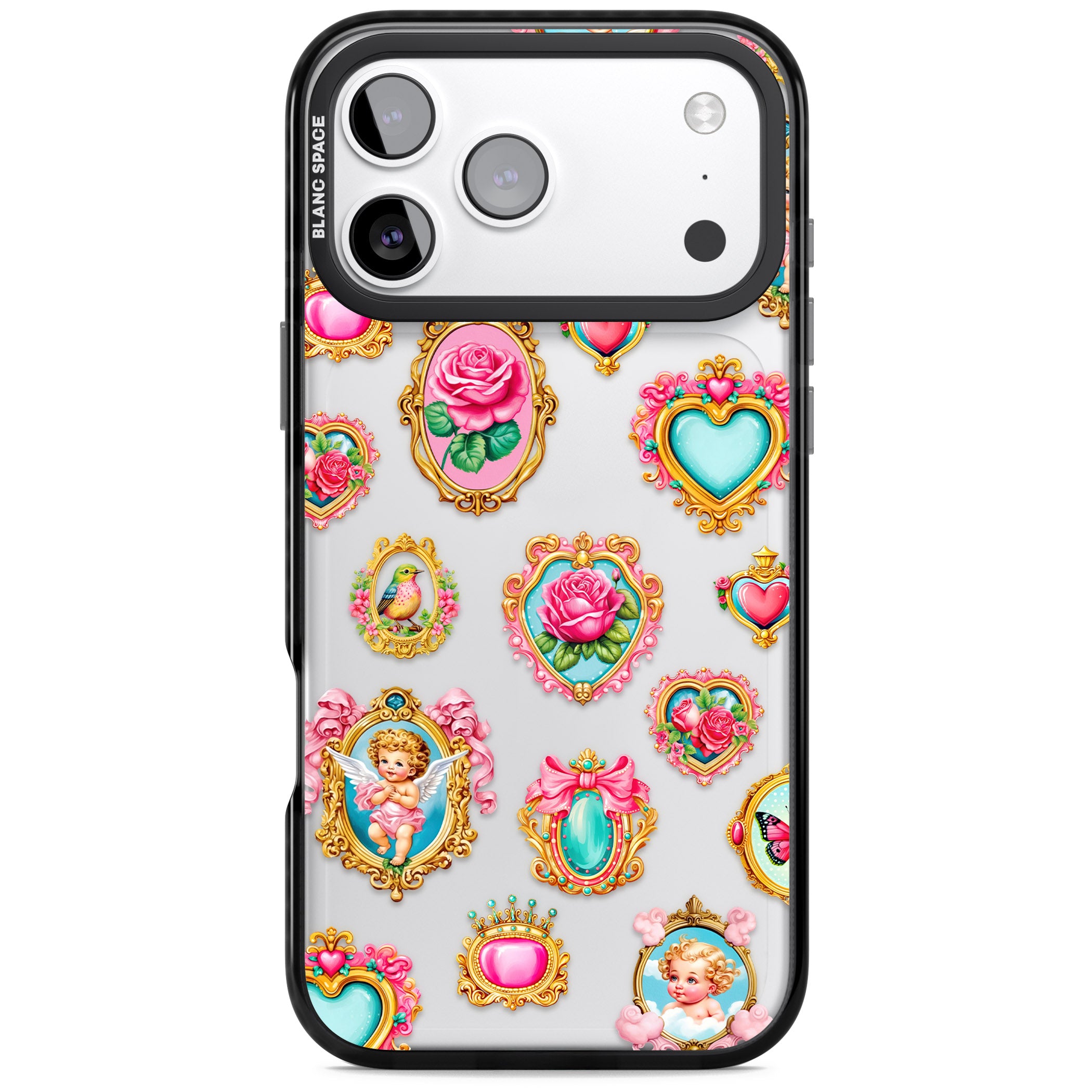 Angelcore Hearts Frames iPhone 17 Pro Max Impact Black Phone Case