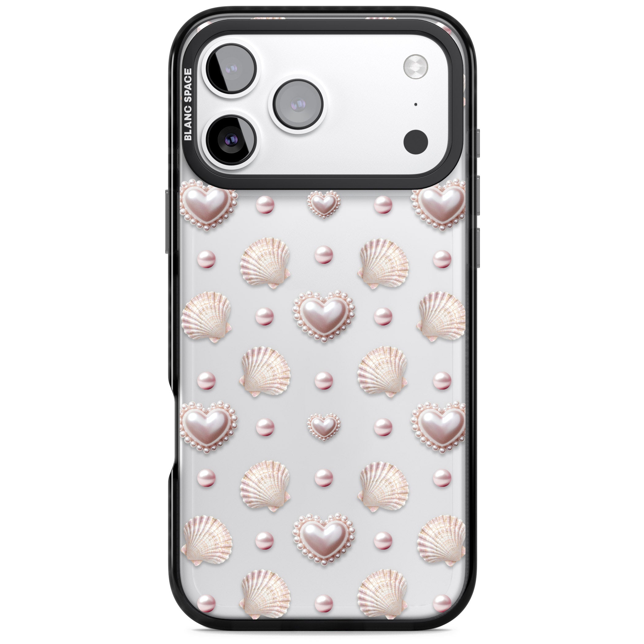 Pearl Hearts iPhone 17 Pro Impact Black Phone Case