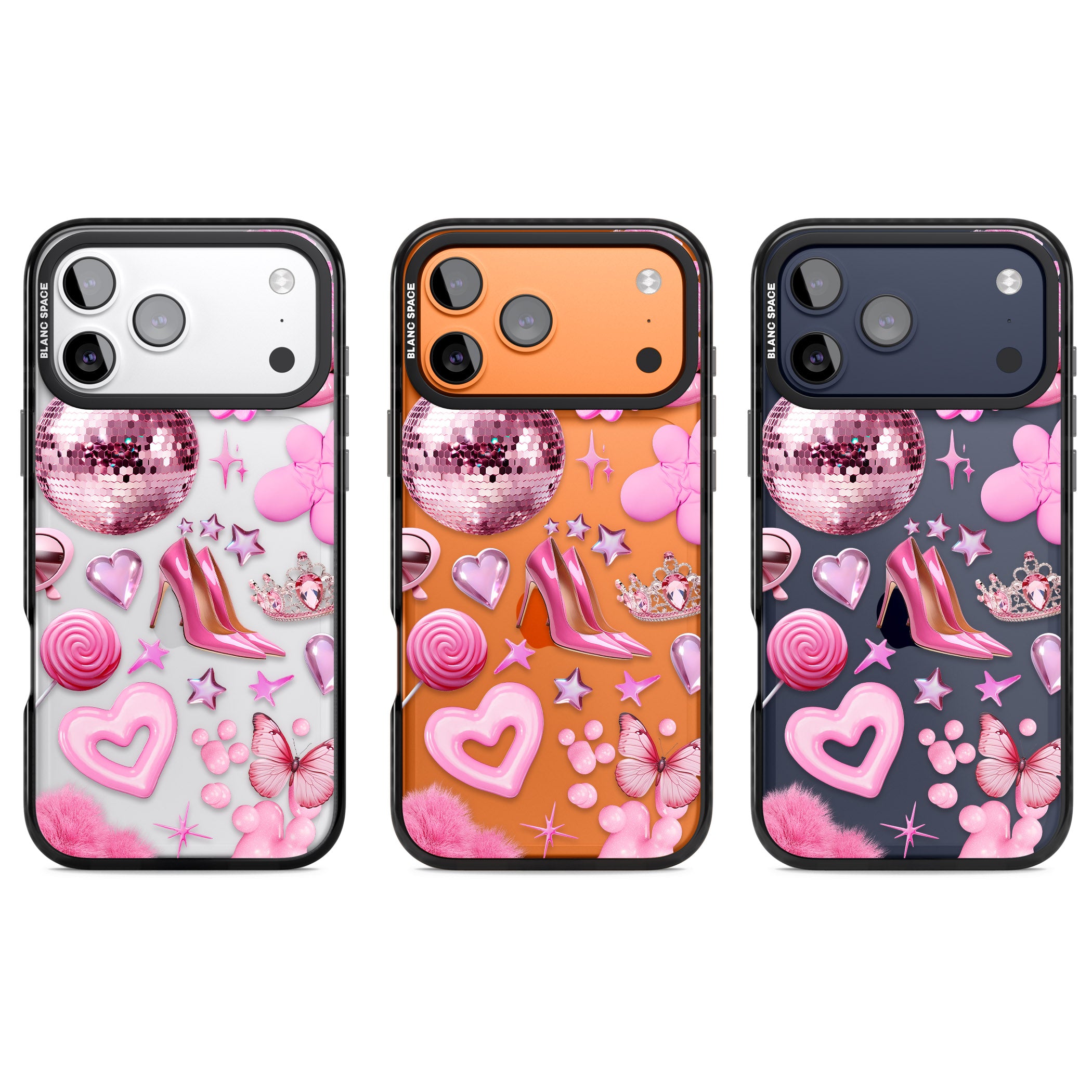Pink Glam iPhone 17 Pro Impact Black Phone Case APT Impact Protection