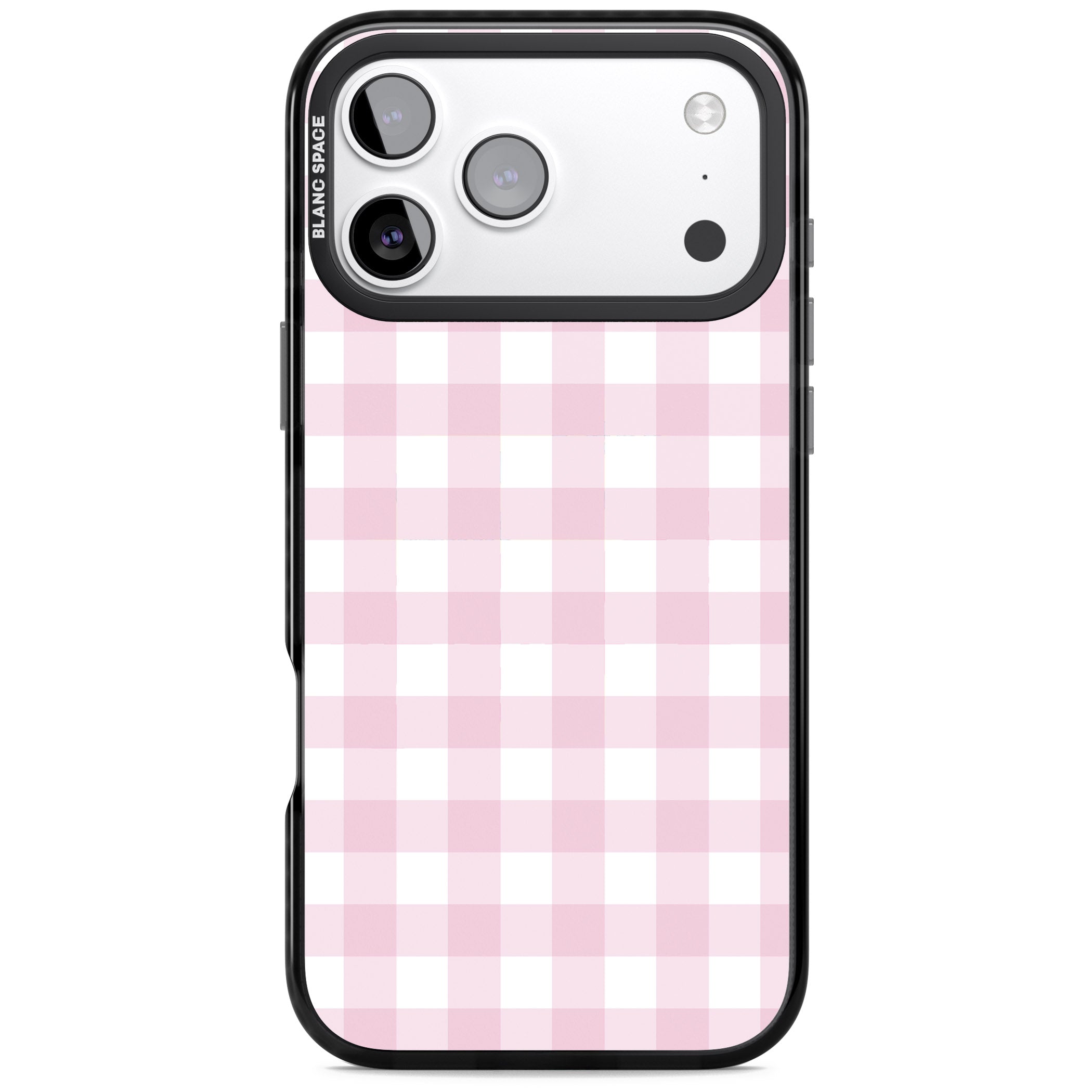 Pink Gingham Pattern iPhone 17 Pro Impact Black Phone Case