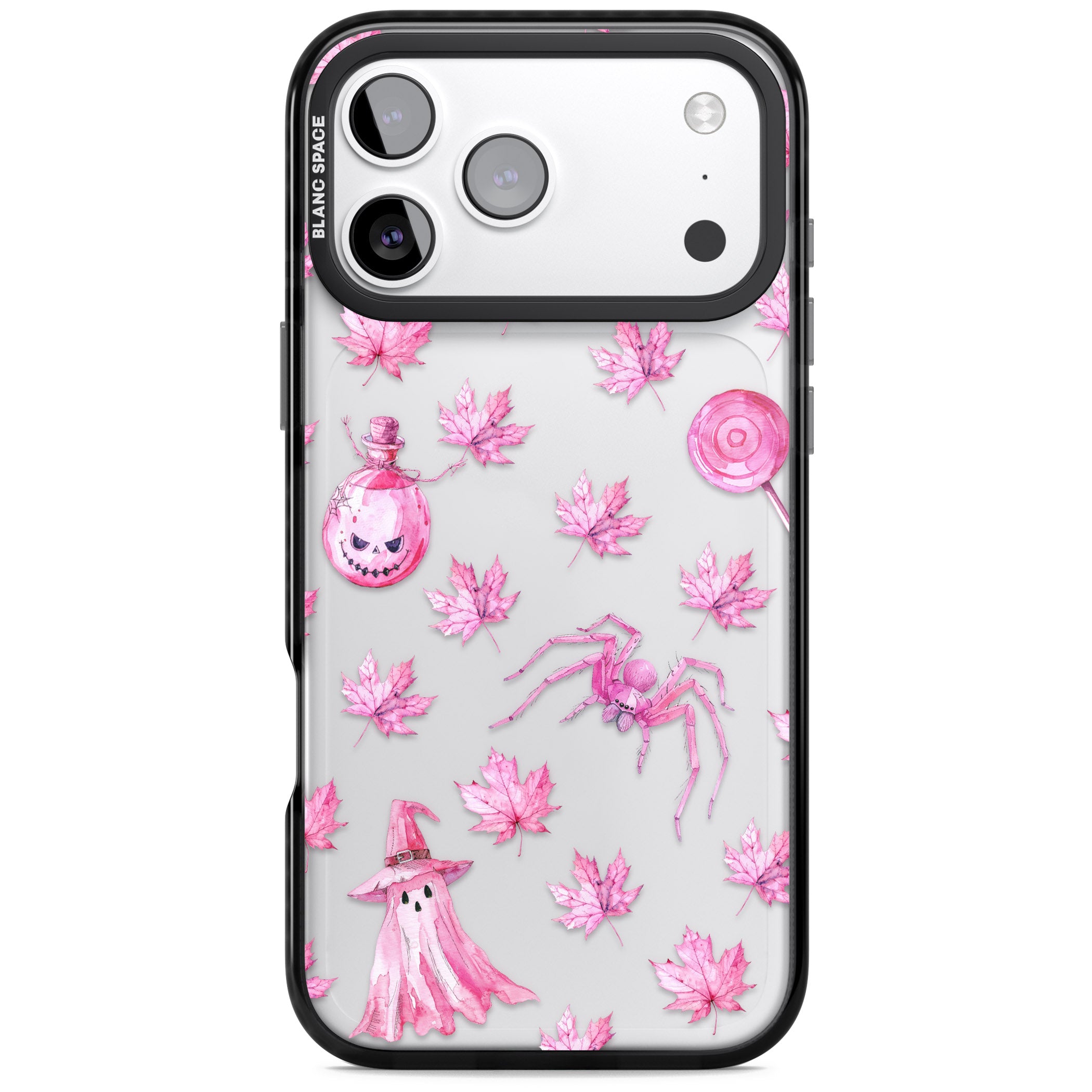 Pink Moon Maple iPhone 17 Pro Impact Black Phone Case