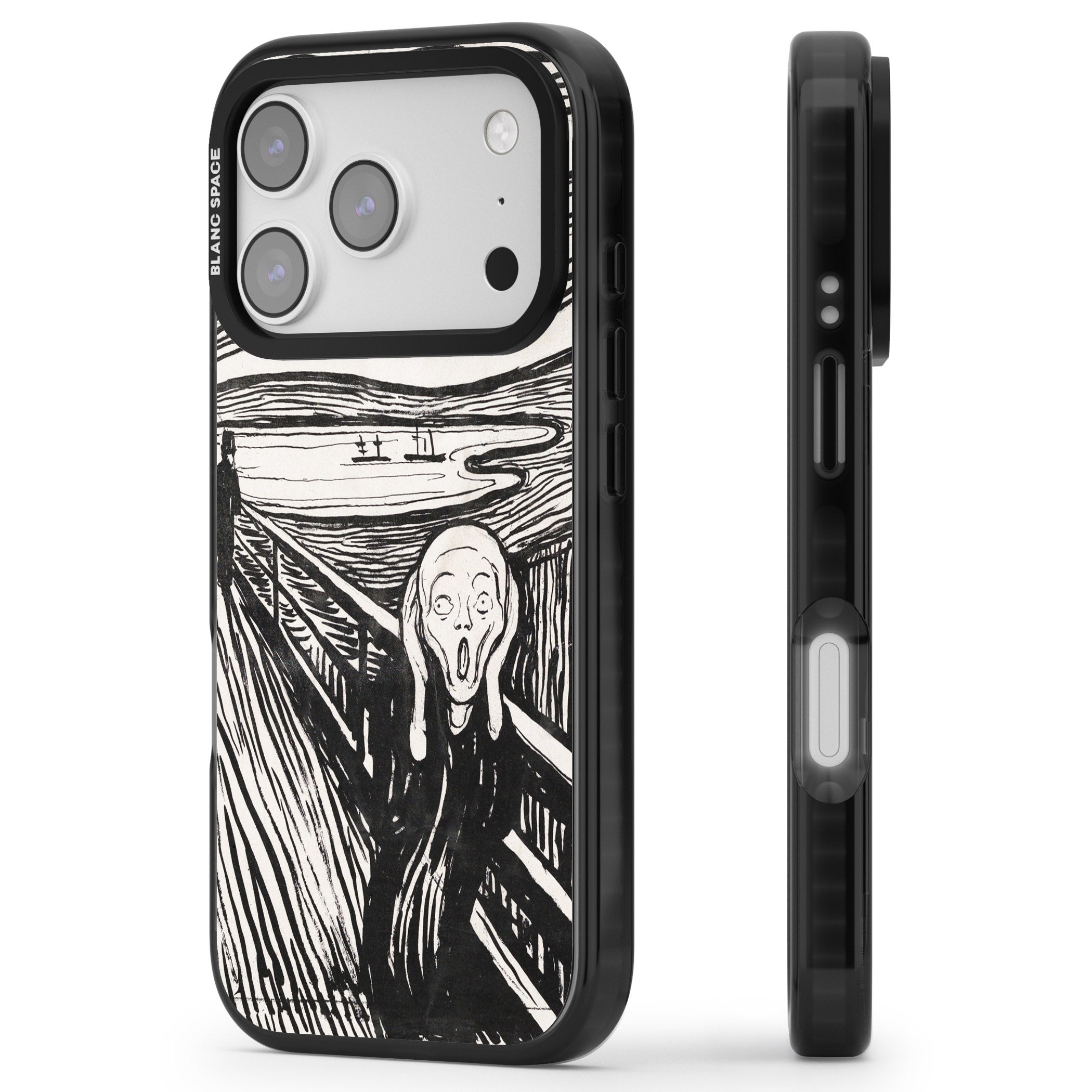 The Scream iPhone 17 Pro Max Impact Black Phone Case Side Profile