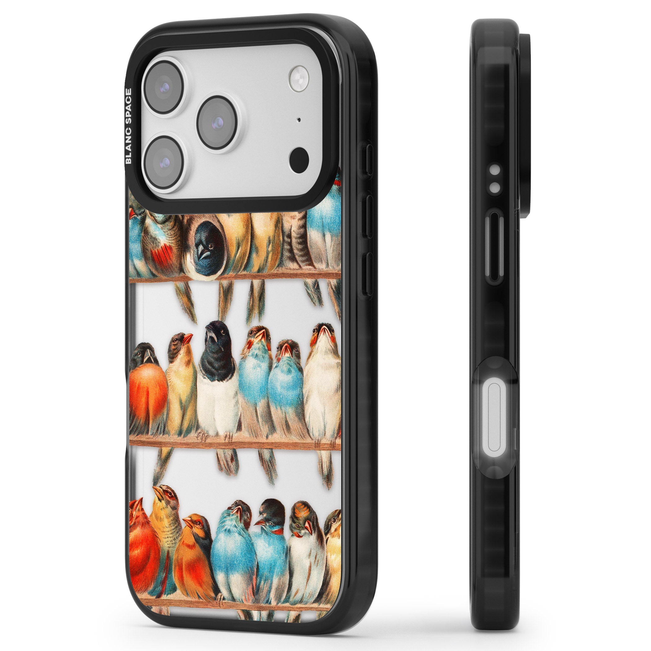 A Perch Of Birds iPhone 17 Pro Impact Black Phone Case Side Profile