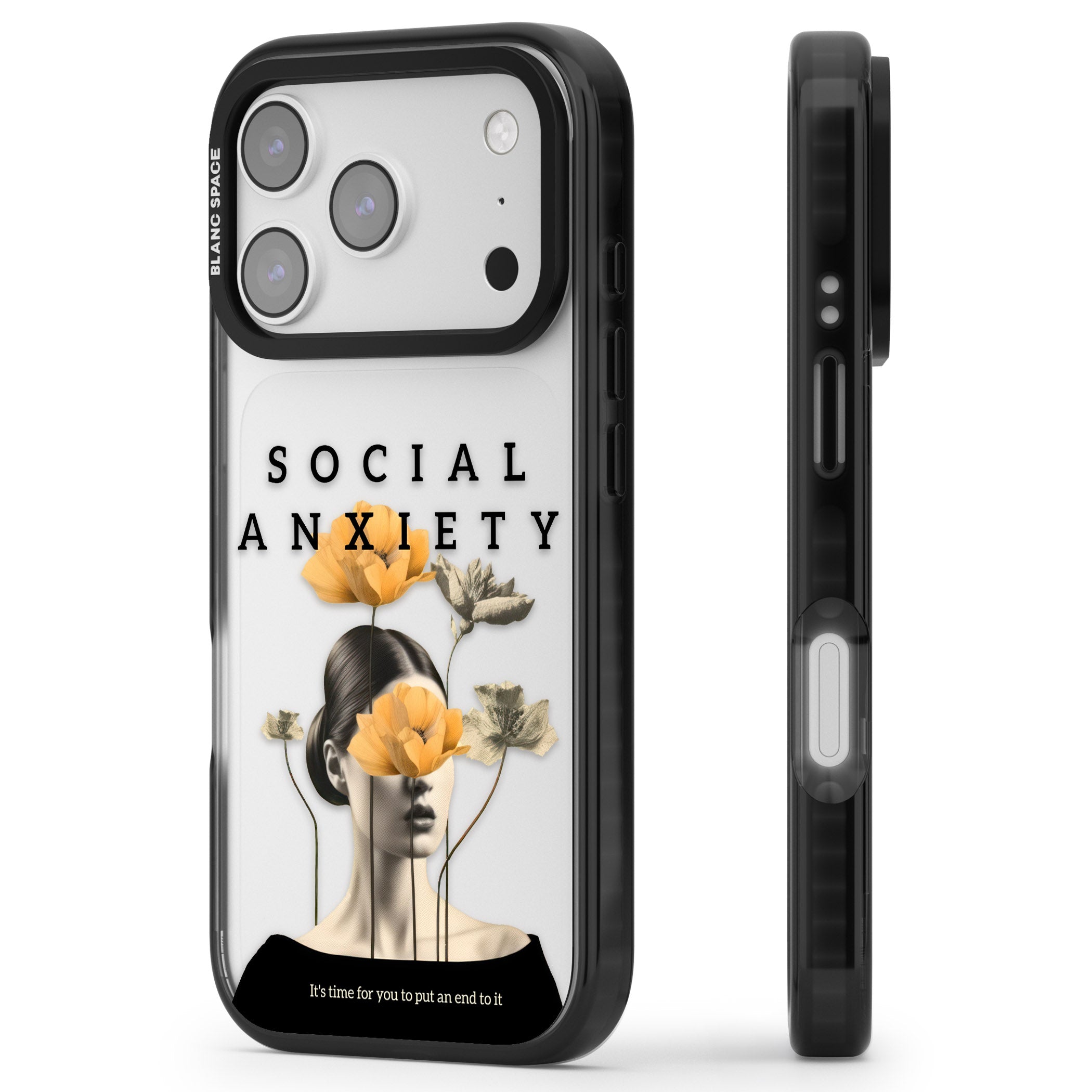 Social Anxiety iPhone 17 Pro Max Impact Black Phone Case Side Profile