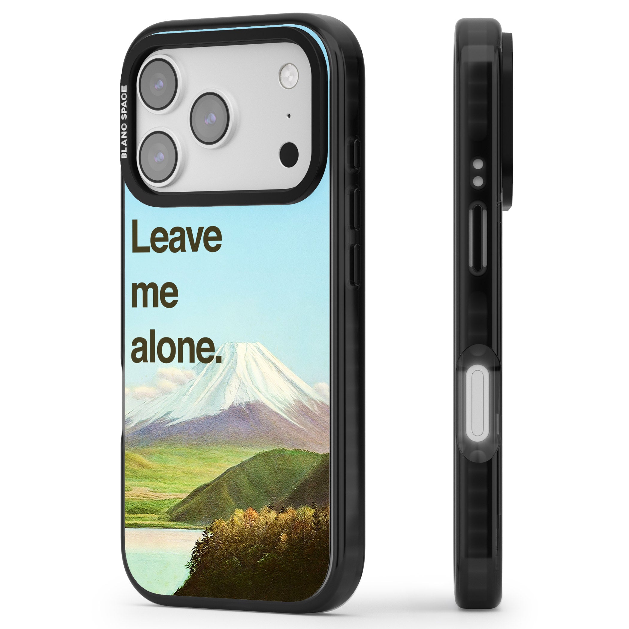 Leave Me Alone iPhone 17 Pro Impact Black Phone Case Side Profile