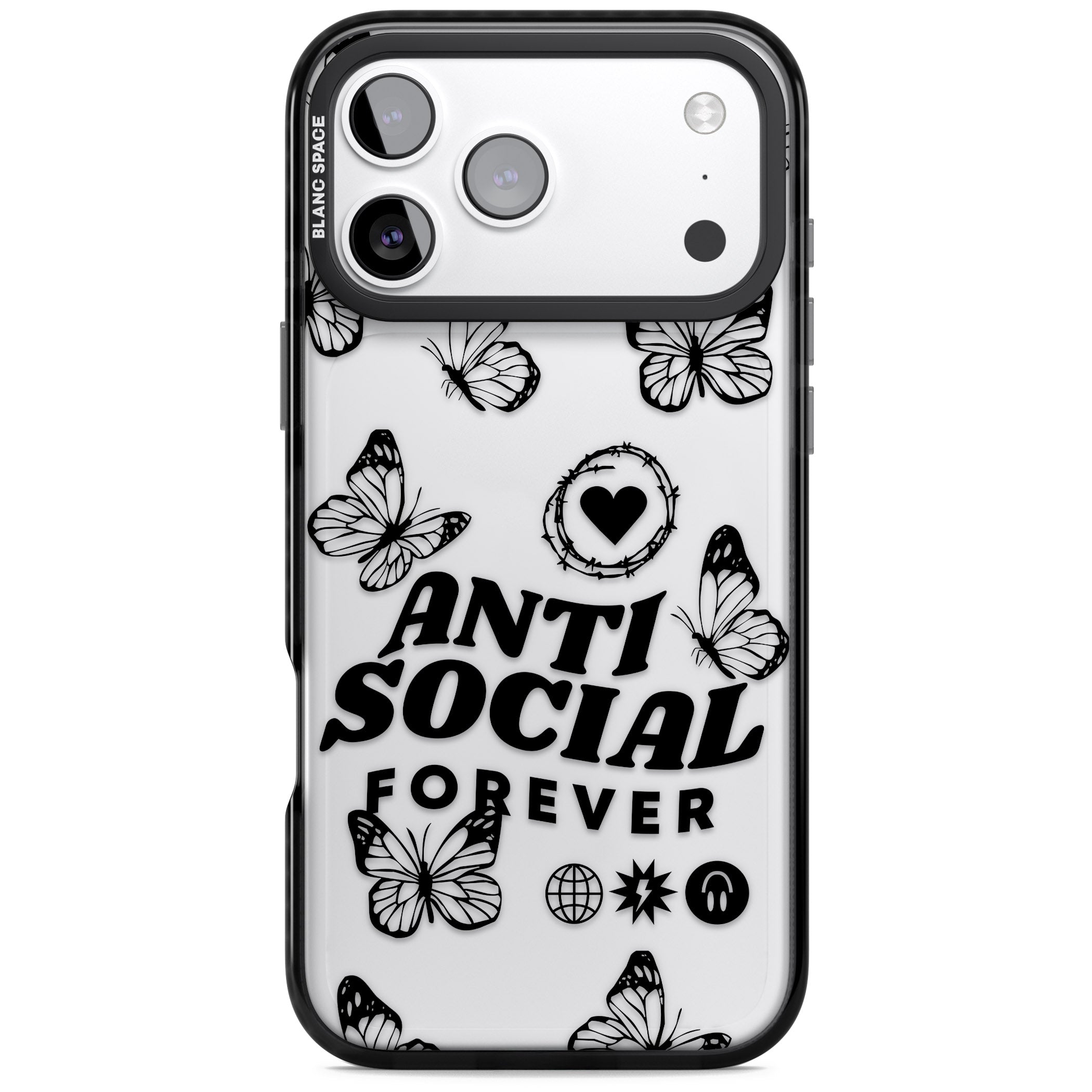 Anti Social Forever iPhone 17 Pro Impact Black Phone Case