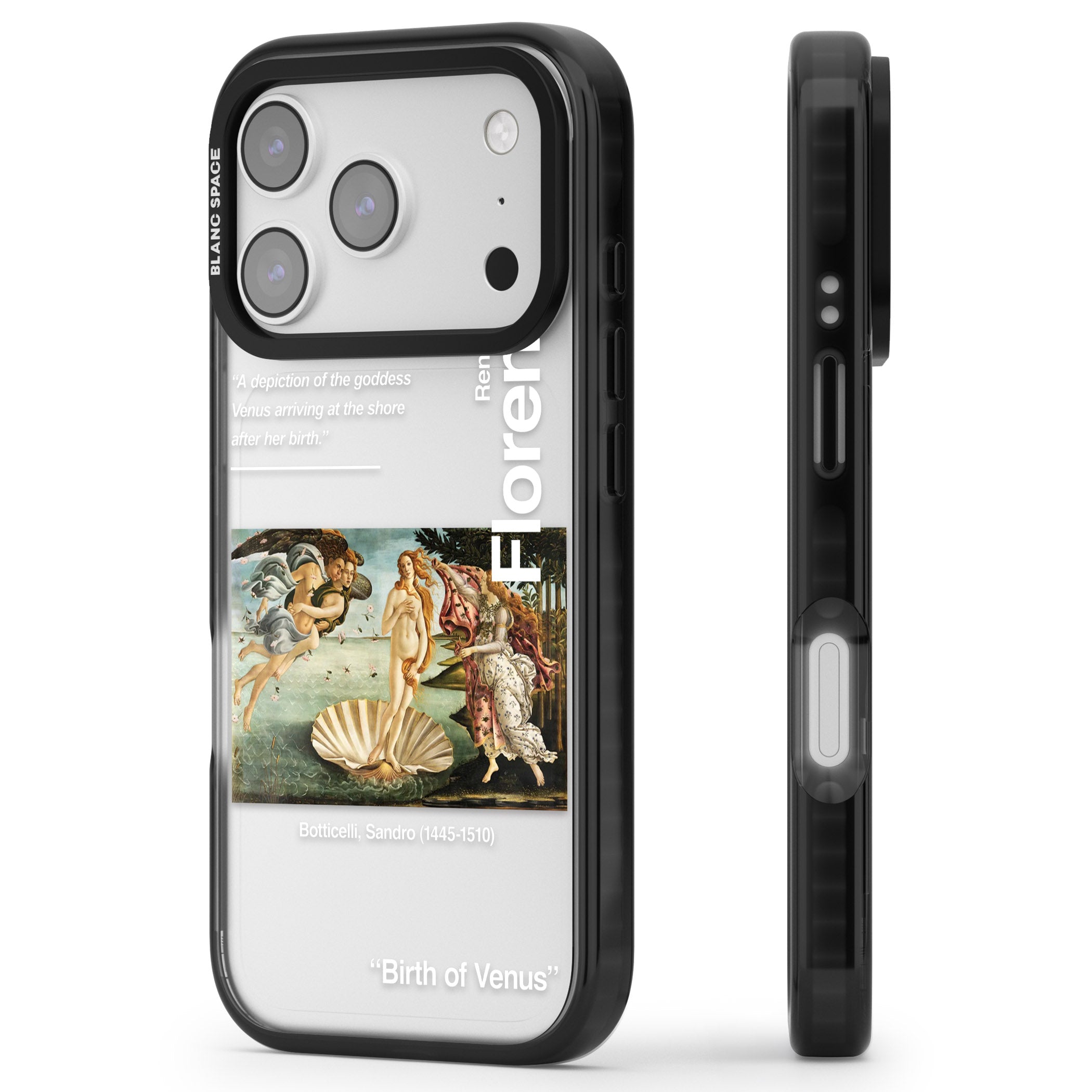 Birth Of Venus iPhone 17 Pro Max Impact Black Phone Case Side Profile