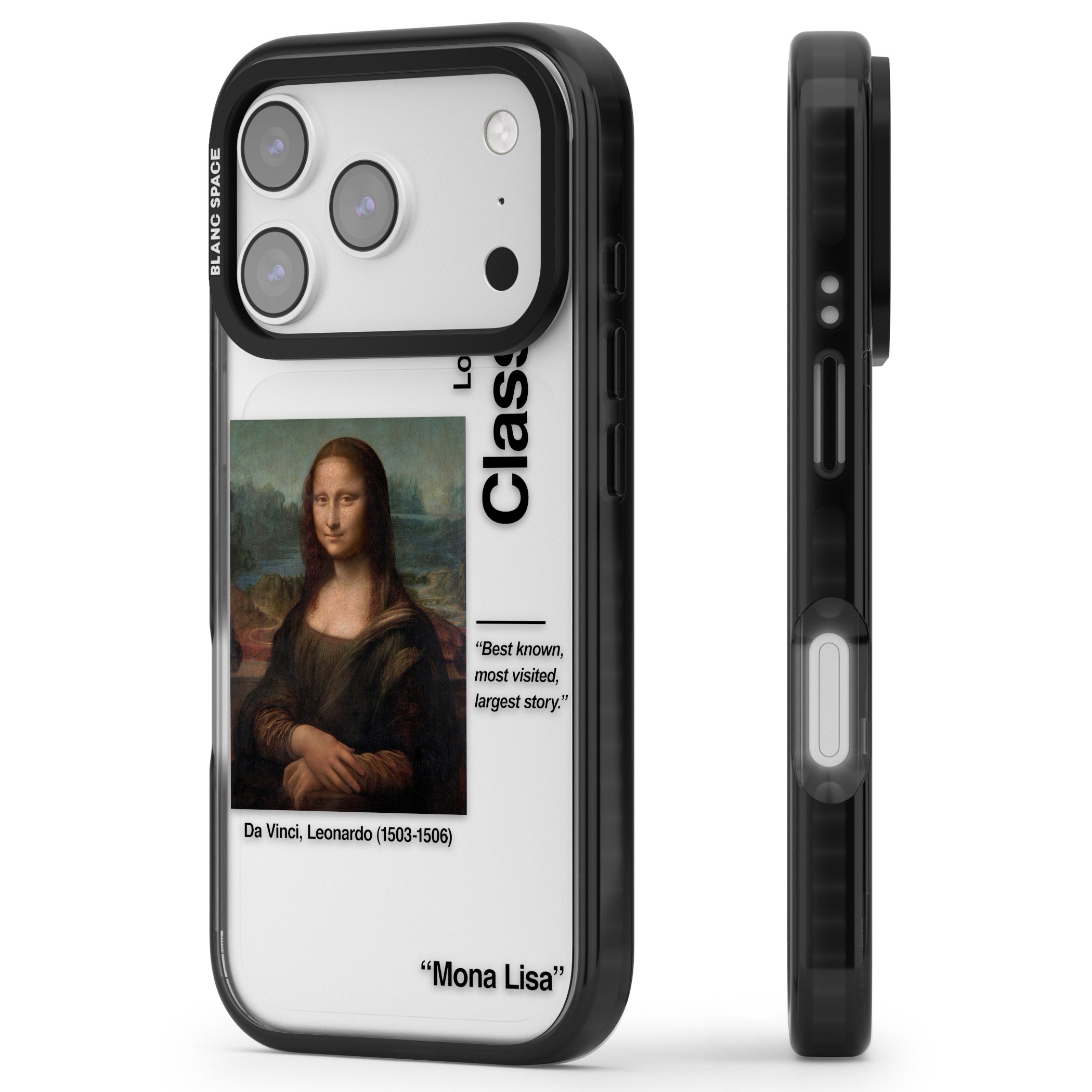 Mona Lisa Leonardo Da Vinci iPhone 17 Pro Impact Black Phone Case Side Profile